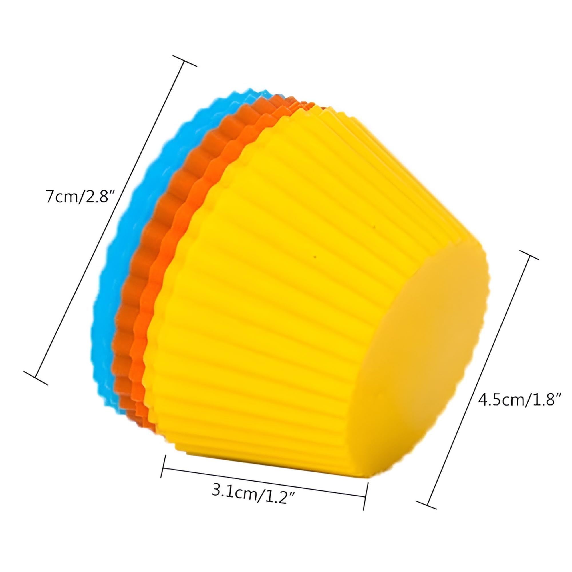 Flossymart Reusable Silicone Cupcake Liners - Non-Stick Baking Muffin Cupcake Molds, Standard Size, 6 Vibrant Colors (Set of 12) - Perfect for Baking Cupcakes, Muffins, Desserts & Party Treats
