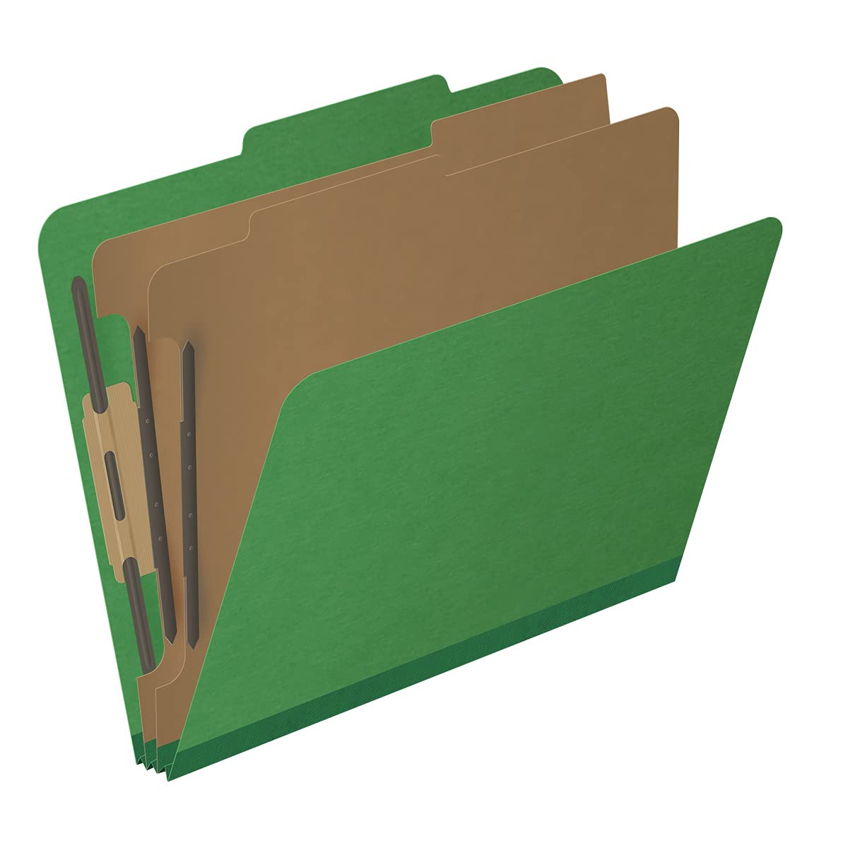 25-Point Pressboard Classification Folders - 2/5 Cut ROC Top Tab, Letter Size, 2 Dividers, Moss Green (Box of 10) - Perfect for Office Organization, School Projects & Document Filing