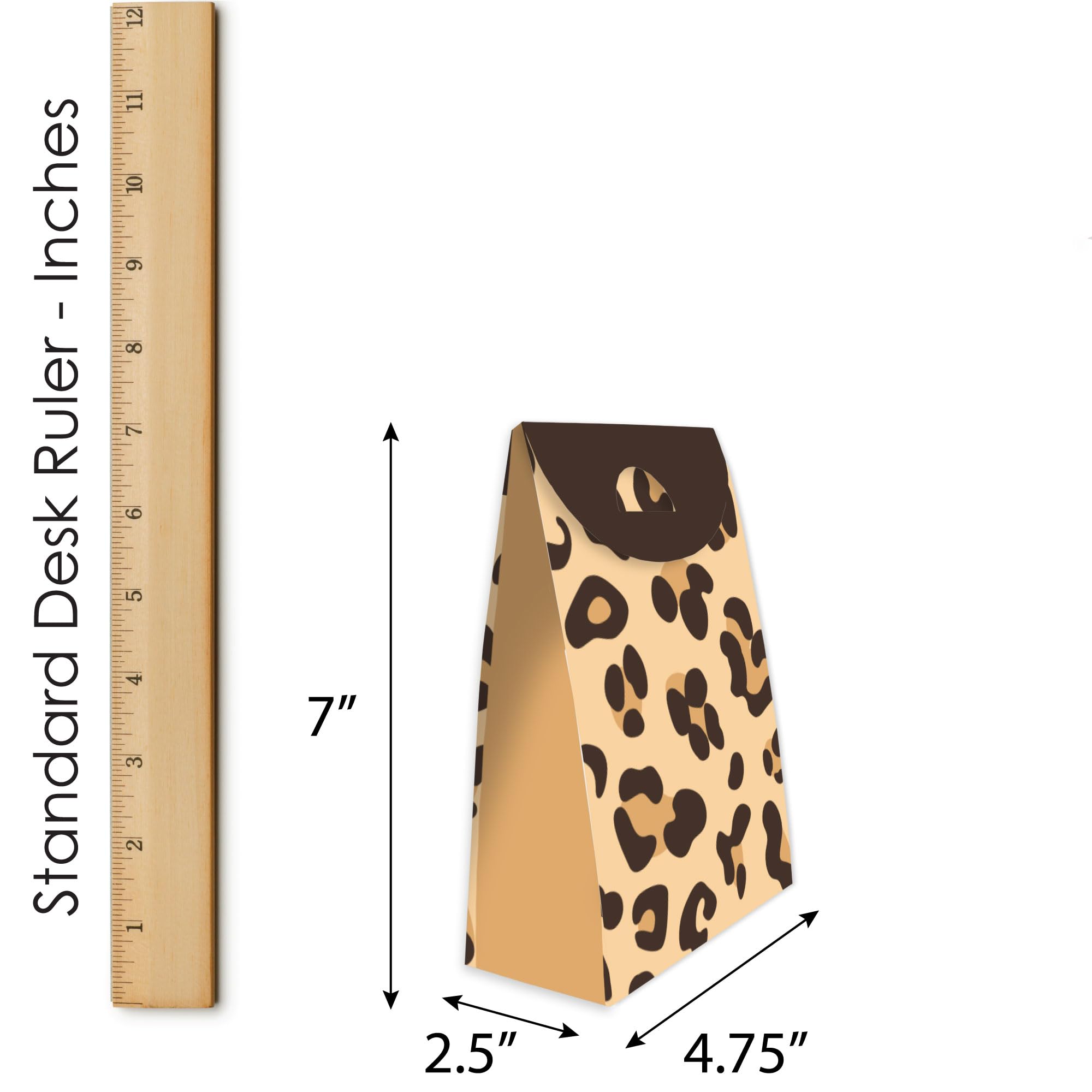 Big Dot of Happiness Leopard Print Gift Bags - Set of 12 Cheetah Print Party Favor Bags for Birthday, Baby Shower & Wedding Goodie Boxes - Perfect for Party Decorations & Gift Packaging