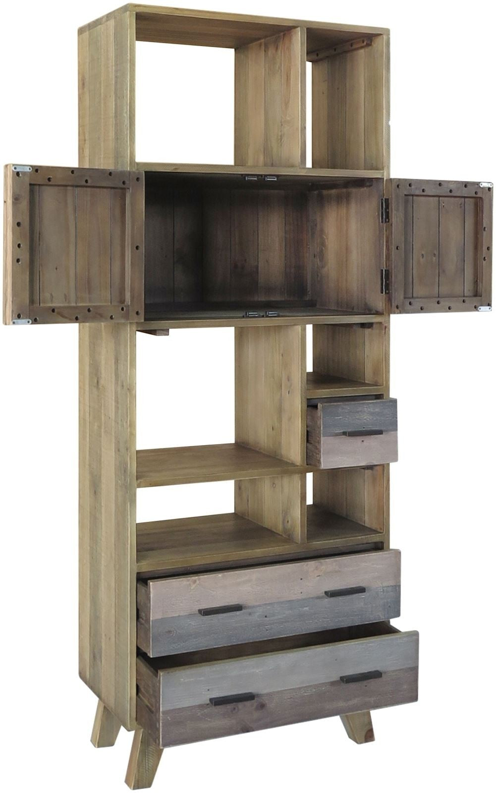 Corso Italy Mango Wood Grey Modern Bookcase Display Shelf 70x40x185cm - Stylish Storage for Living Room, Office & Bedroom Books & Decor