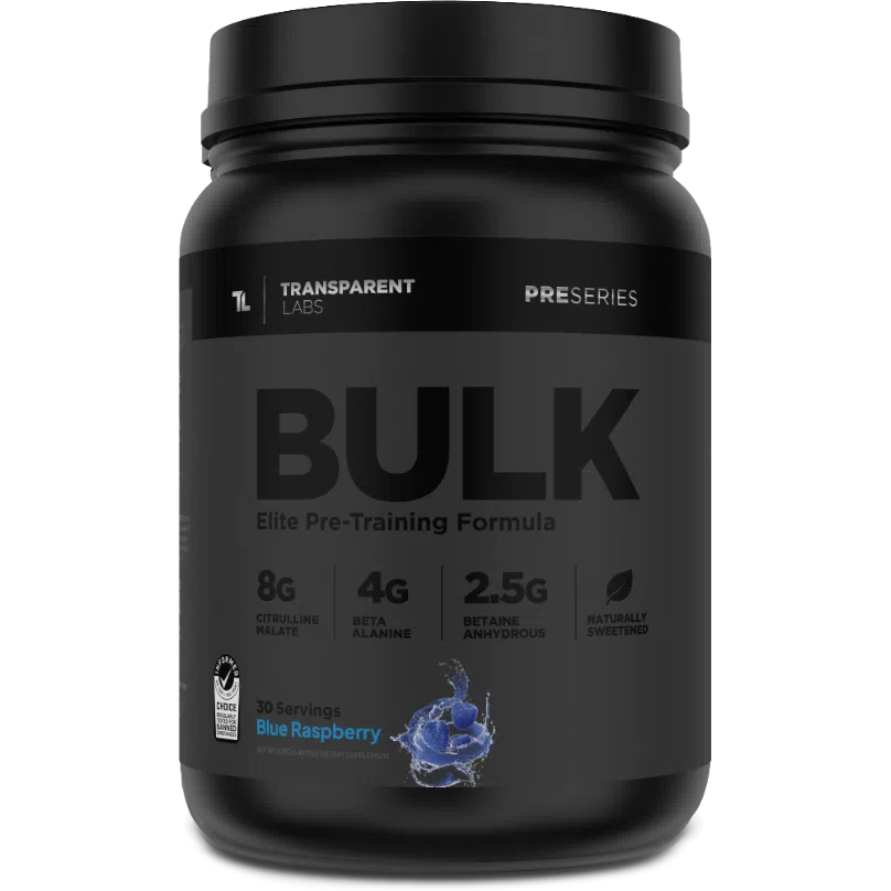 Transparent Labs BULK Black Elite Pre-Workout Powder - Premium Pre-Training Formula for Muscle Growth & Energy Boost | Gym & Fitness Supplement for Athletes & Bodybuilders