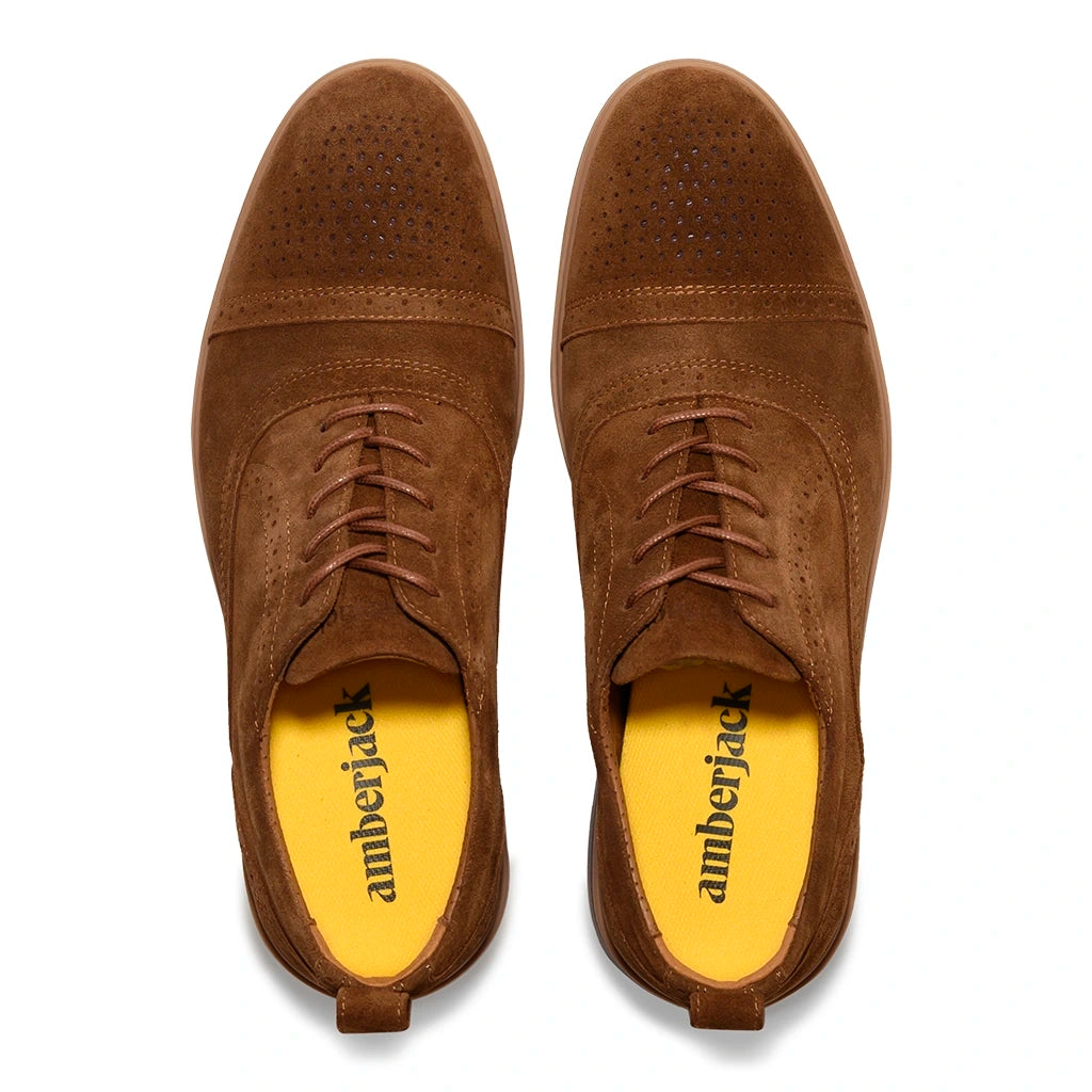 Premium Cap Toe Grizzly Leather Dress Shoes for Men - Classic Oxford Style for Business, Formal & Wedding Occasions