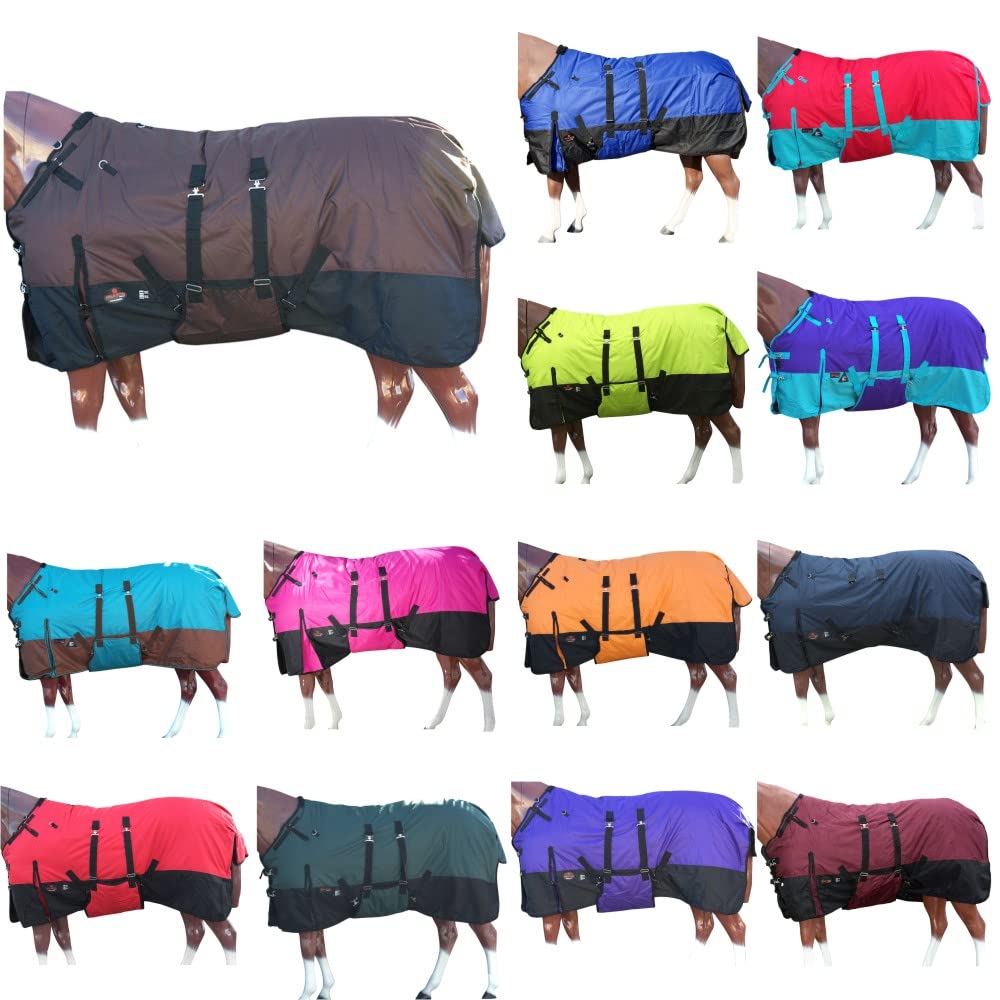 HILASON 1200D Winter Waterproof Poly Horse Blanket with Belly Wrap - Heavy Duty Turnout Blanket for Cold Weather - 78 Inch Horse Blankets for Winter Riding & Stable Use - Ideal for Rain, Snow & Outdoor Protection