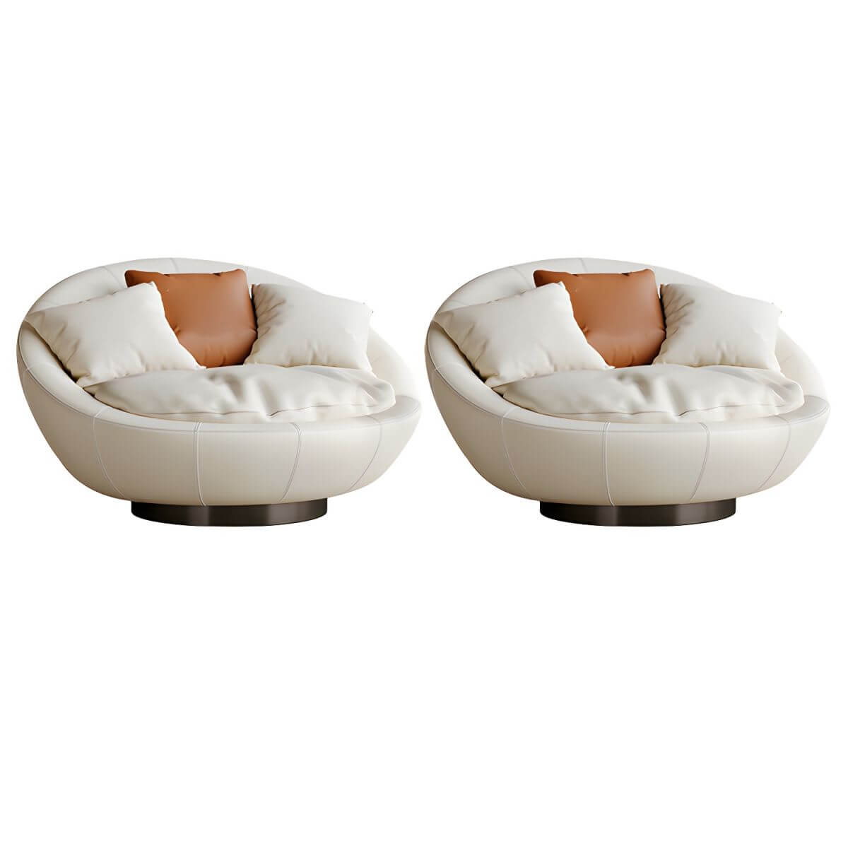 Modern White Swivel High Back Chair with Oversized Seat - Comfortable Office & Living Room Furniture for Home & Workspace