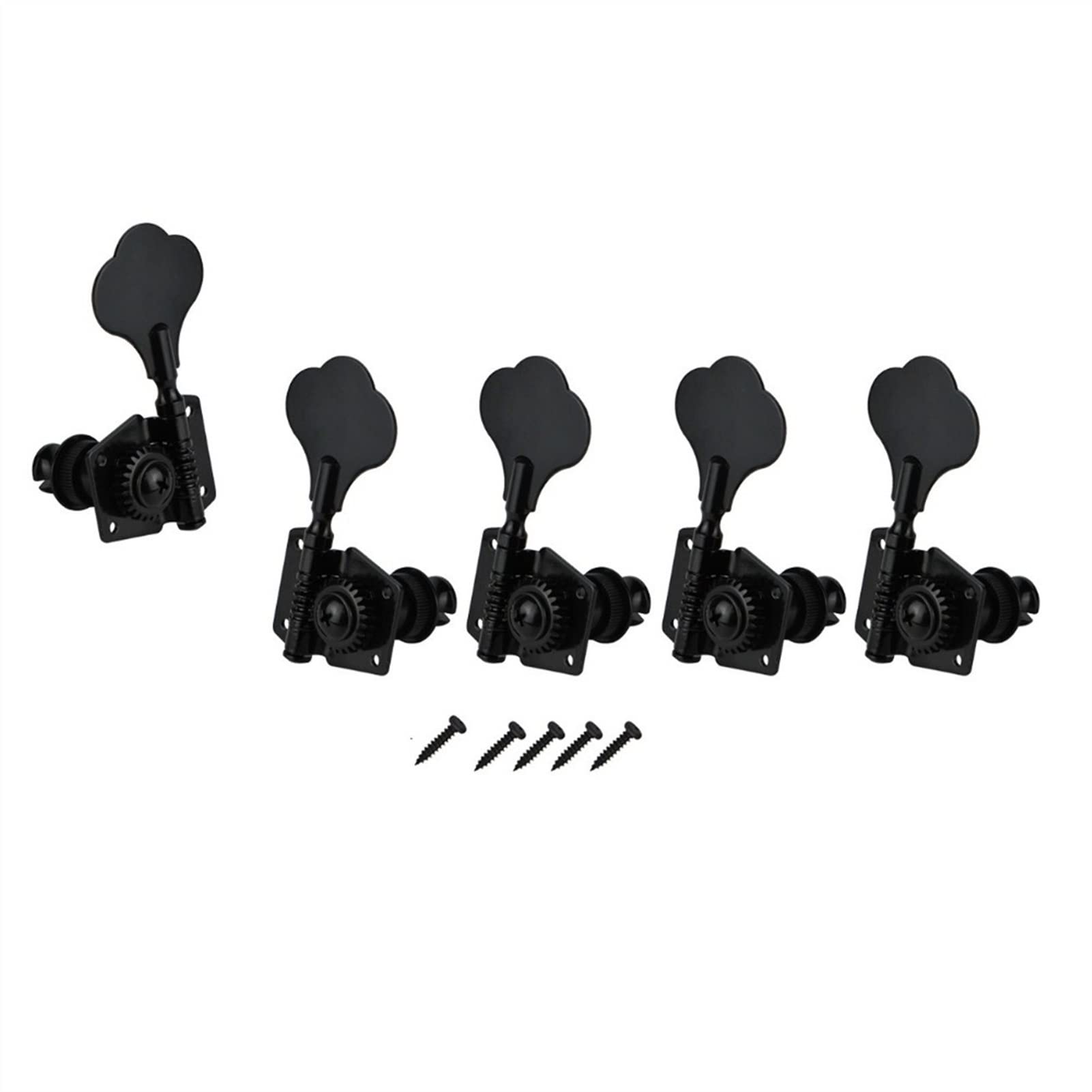 5pcs Black Vintage Open Bass Guitar Tuning Keys - 1L4R Machine Heads for 5-String Bass (Ideal for Replacement & DIY Guitar Upgrades) | Perfect for Jazz, Rock & Studio Performances