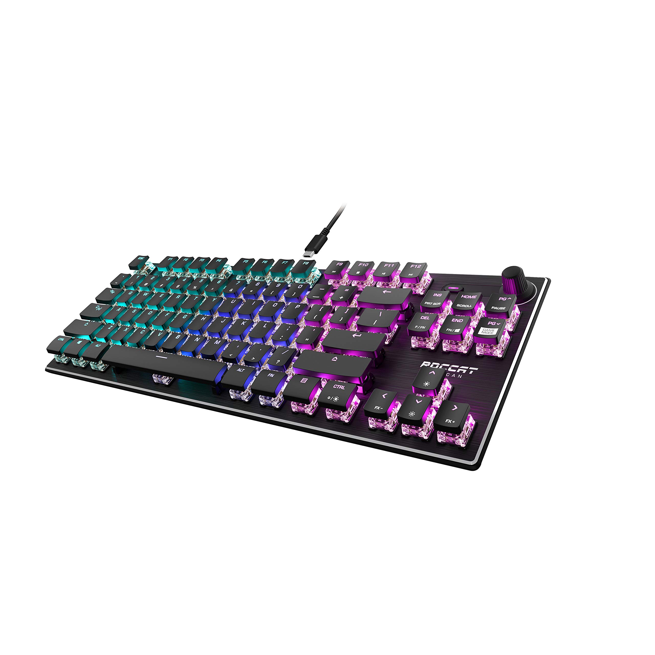 ROCCAT Vulcan TKL Compact Mechanical Gaming Keyboard - Titan Switch Optical, RGB AIMO Lighting, Anodized Aluminum Frame, Detachable USB-C - Tenkeyless Design for PC Gamers & Esports | Perfect for FPS, MOBA & Typing
