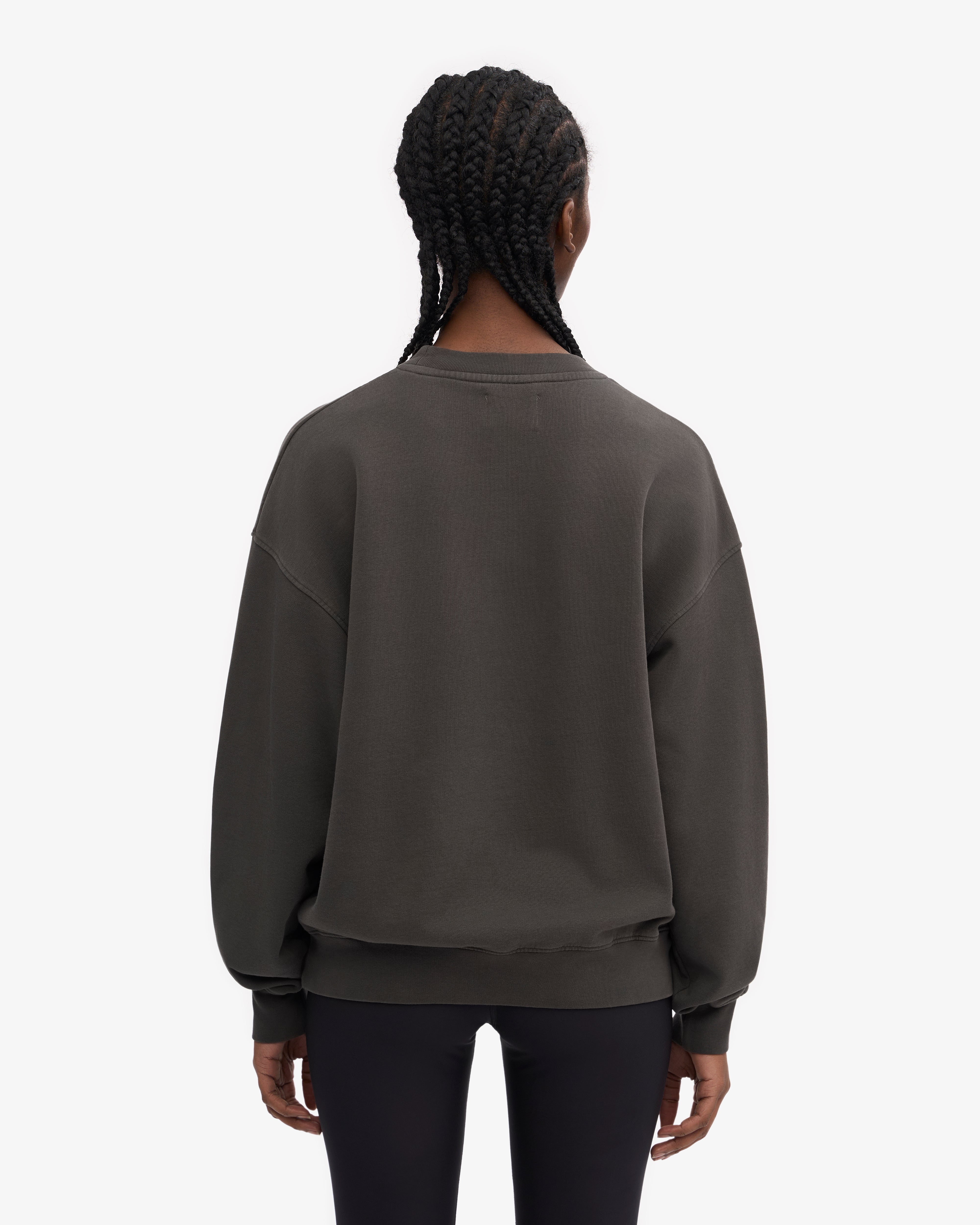 Organic Oversized Crewneck Sweatshirt for Women - Soft & Comfortable Lava Grey Pullover - Perfect for Casual Wear, Lounge & Street Style