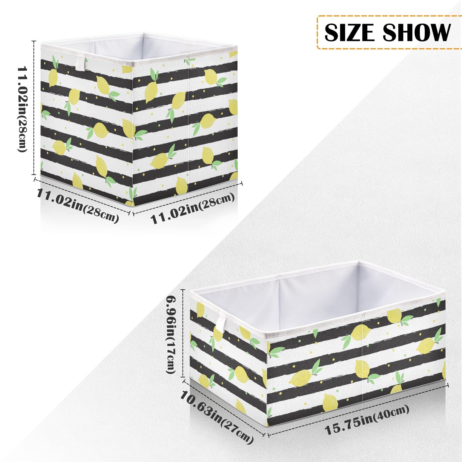 DOMIKING Foldable Storage Bin with Sturdy Handle - Lemons Design Storage Basket for Closet, Shelves & Bedroom Organization | Perfect for Gift Wrapping, Home Decor & Seasonal Storage