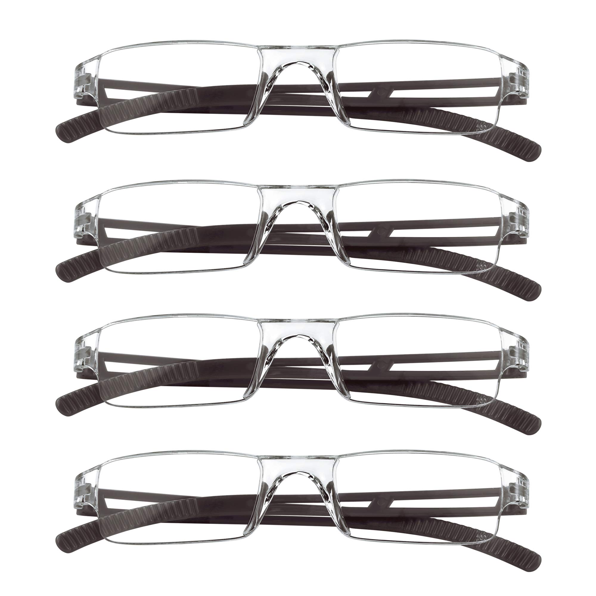 LifeArt 2/4 Pairs Reading Glasses with Blue Light Blocking - Anti Glare Computer Glasses for Men & Women - Stylish Rectangle Eyewear Frames - Perfect for Office Work, Gaming & Screen Time