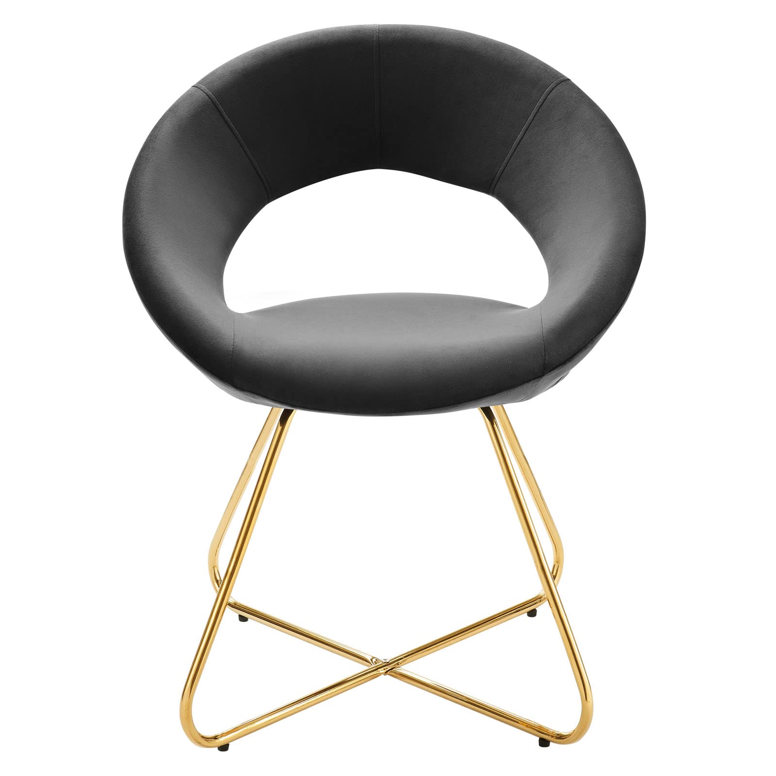 Premium Velvet Dining Chairs Set of 2 - Modern Gold & Charcoal Upholstered Accent Chairs for Elegant Dining Room, Restaurant or Home Decor