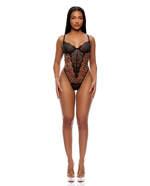 Animal Instincts Sheer Mesh and Lace Teddy Lingerie - Sexy Babydoll Nightwear for Women - Perfect for Valentine's Day, Anniversary Gifts & Romantic Nights