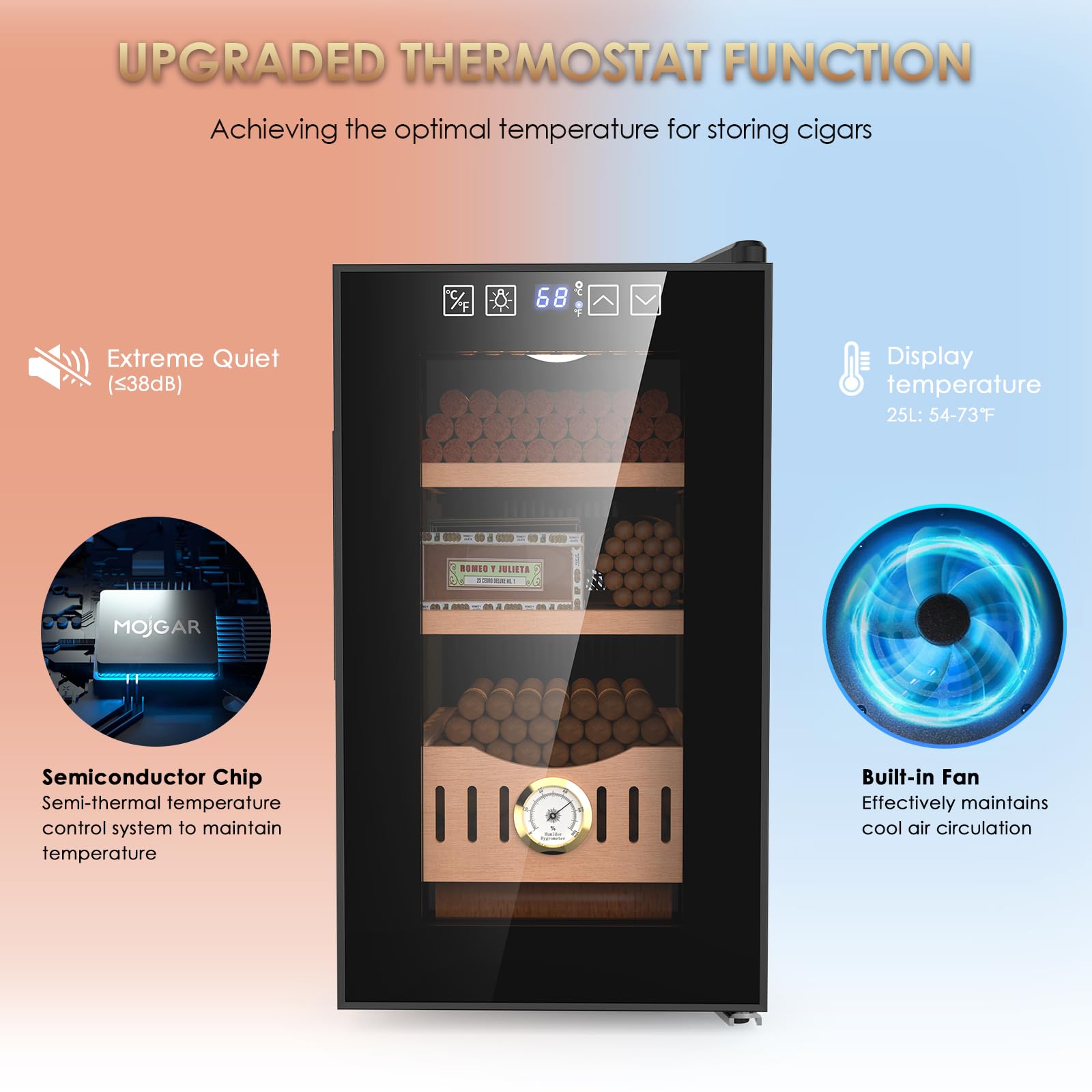 Premium Electric Storage Cabinet with Spanish Cedar Drawers & Trays - Digital LED Display - 200-Capacity - Perfect for Men's Gifts & Cigar Storage - Ideal for Home, Office & Luxury Collections