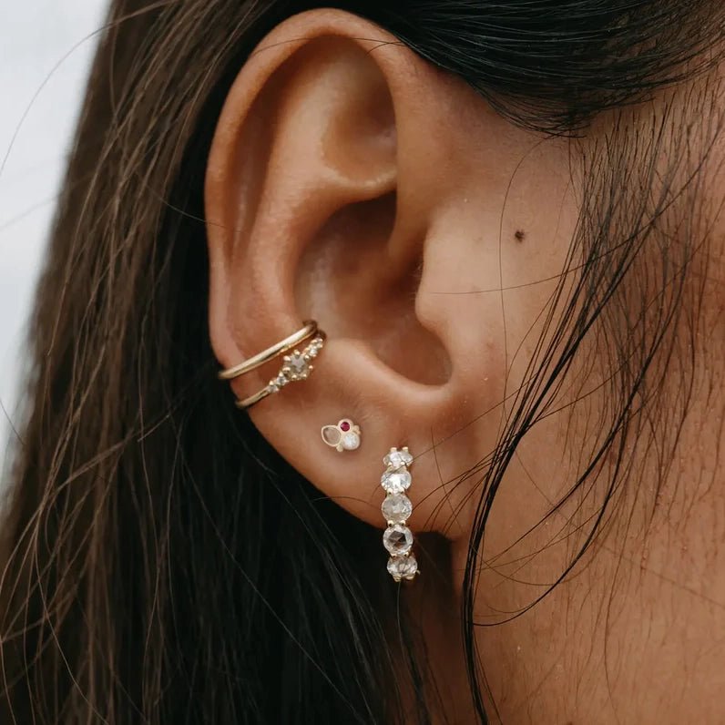 14K Yellow Gold Fire Element Stud Earrings with Natural Gemstones - Elegant Jewelry for Women, Perfect for Parties, Weddings & Everyday Wear