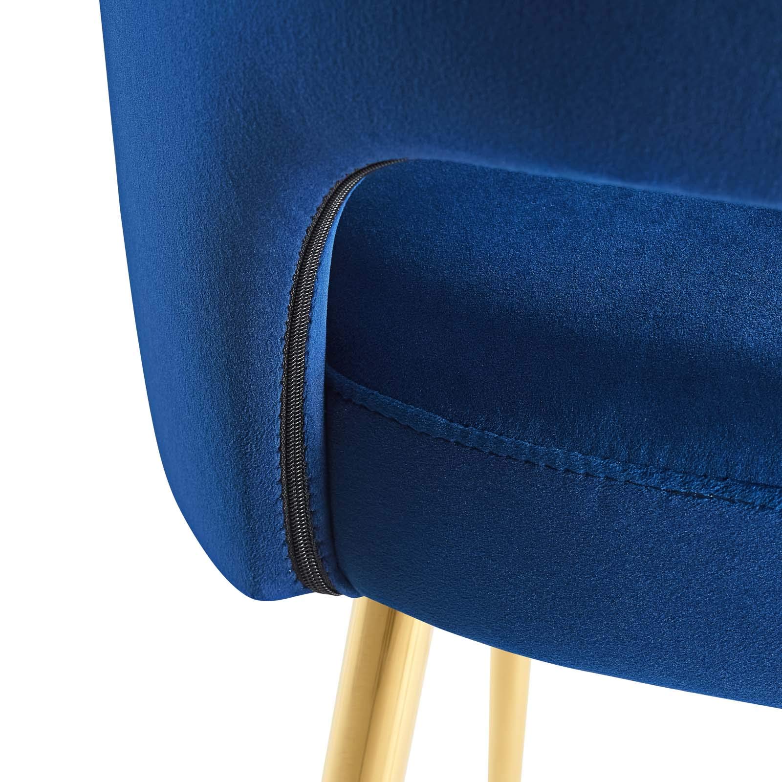 Modern Velvet Dining Chair - Navy Blue Metal Frame Side Chair for Kitchen & Dining Room | Stylish & Comfortable Seating for Home, Office, or Restaurant