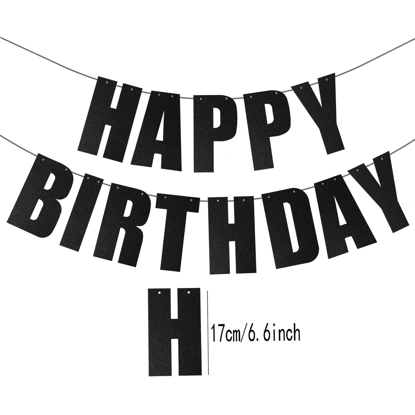 Black Happy Birthday Banner - Premium Party Decorations for Birthday Celebrations, Home & Office Decor - Perfect for Birthday Parties, Anniversaries, and Special Events