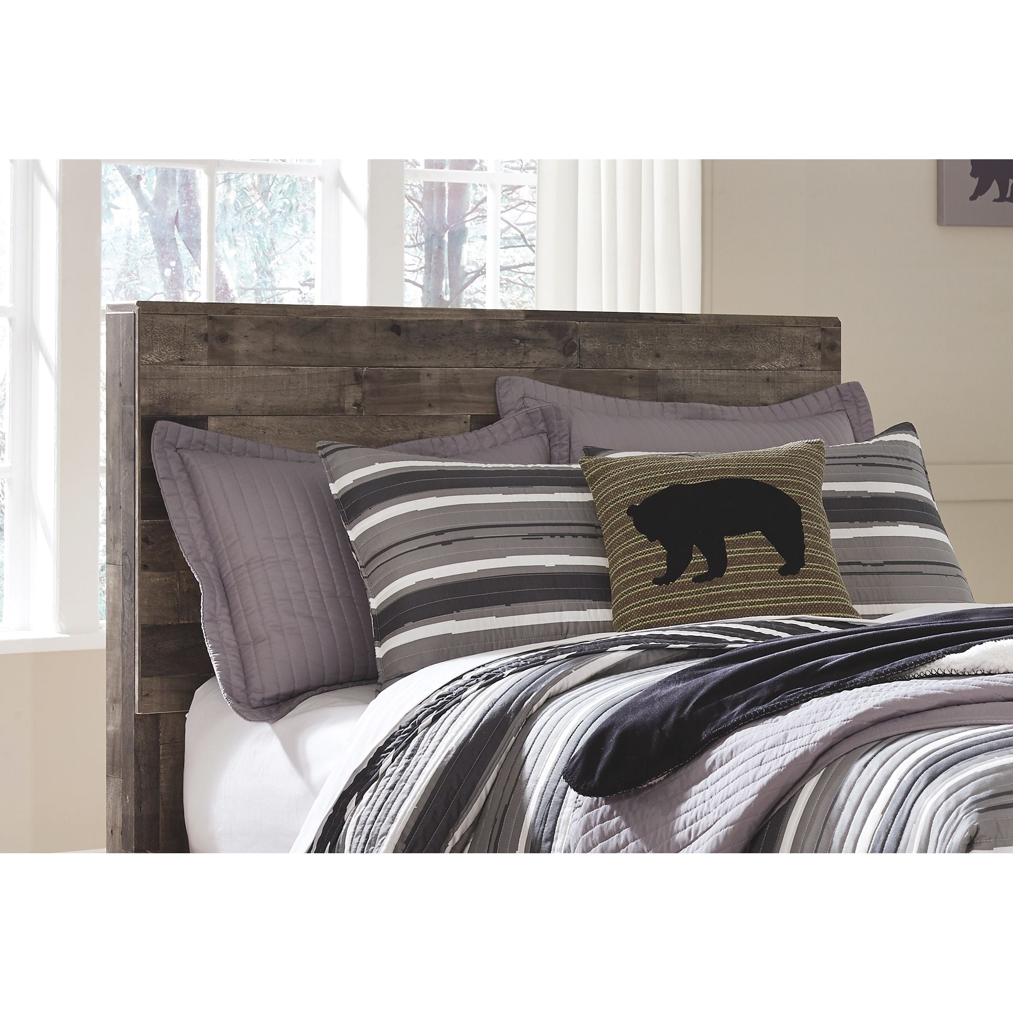 Derekson Upholstered Panel Headboard - Multi Gray Fabric Bed Frame Headboard for Queen Size Bed | Modern Bedroom Decor & Cozy Bedroom Upgrade