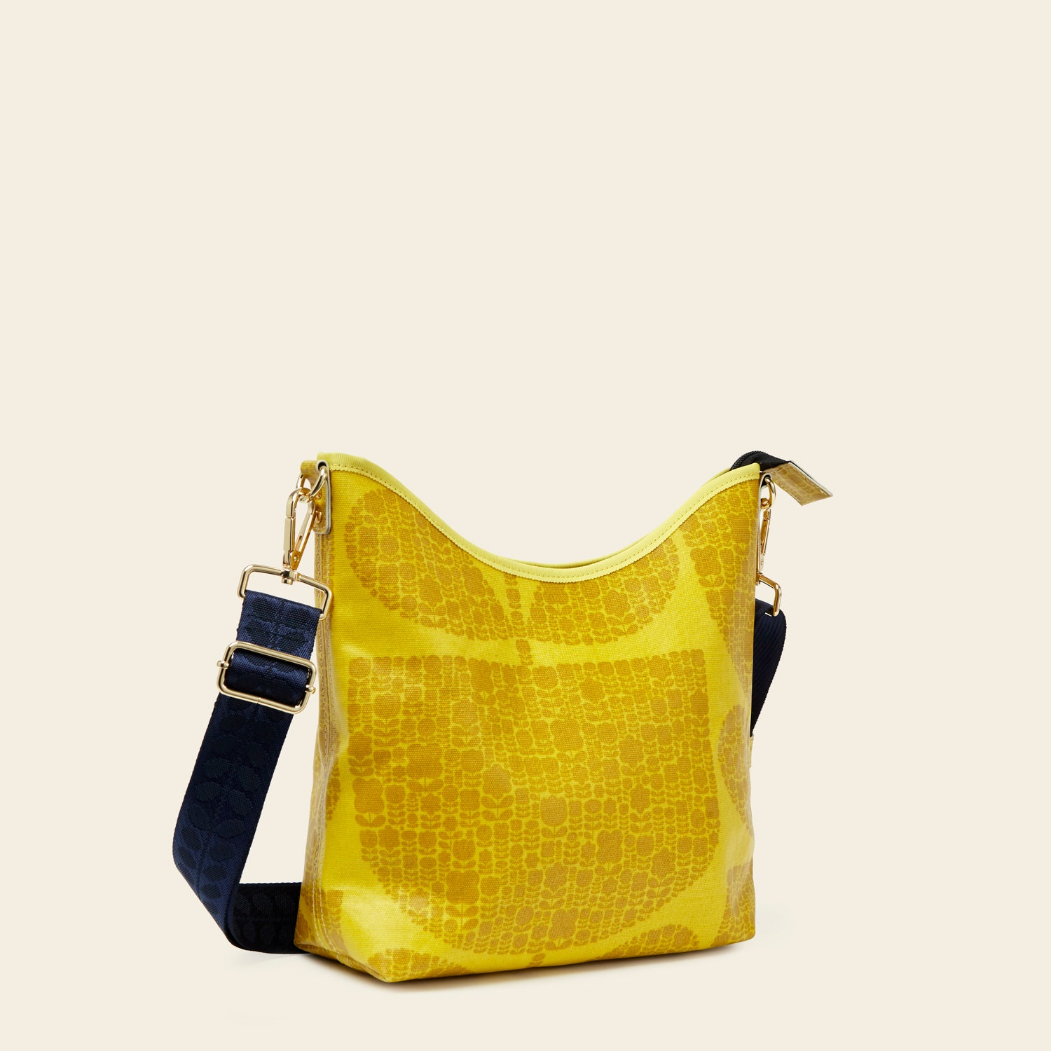 Crossbody Bag with Adjustable Strap - Block Garden Sunflower Print - Perfect for Travel, Shopping & Everyday Use