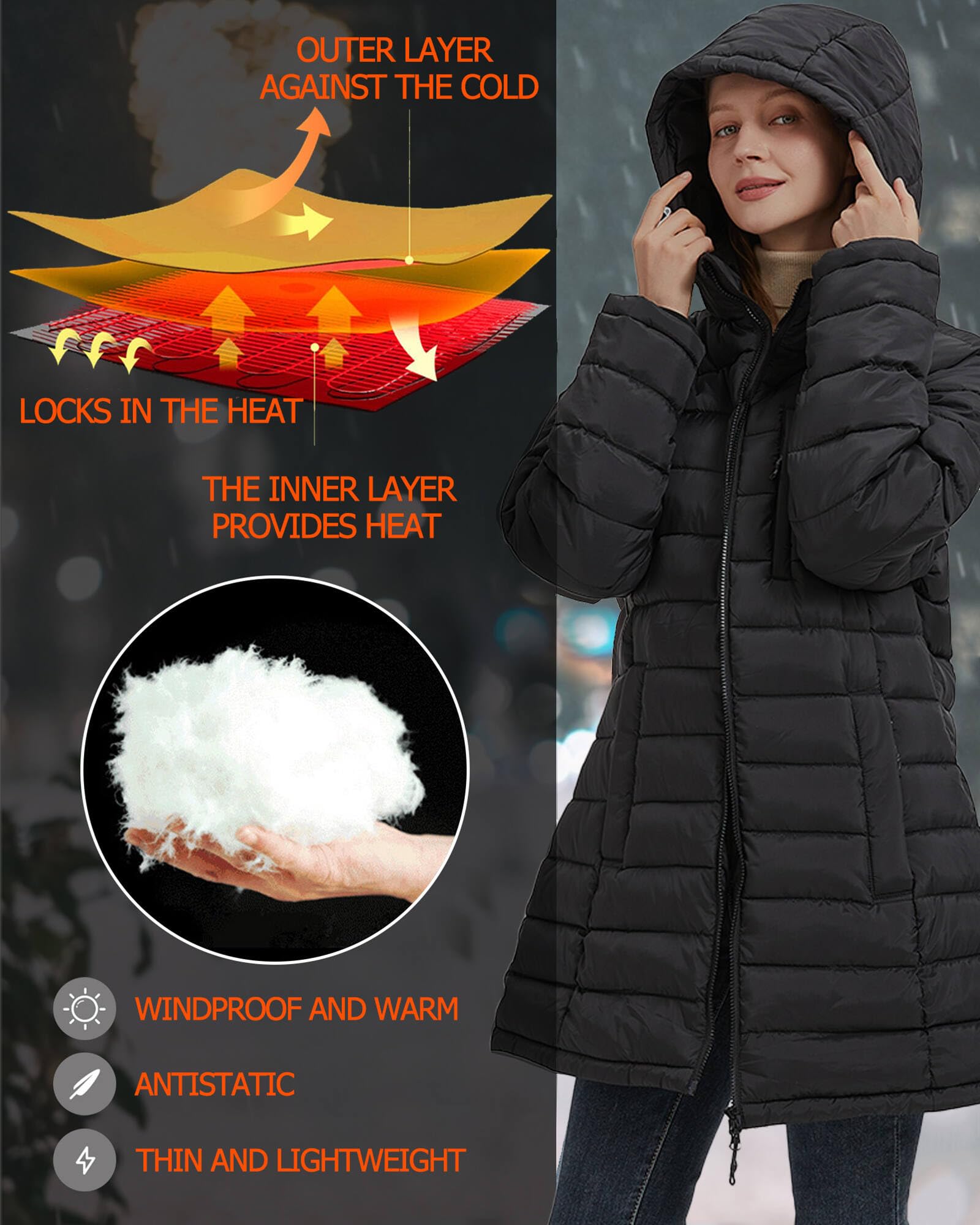 Women's Heated Jacket with Battery Pack - 8 Adjustable Heating Zones & Organizer Pockets | Electric Winter Coat for Outdoor Activities, Hiking, and Cold Weather Commuting