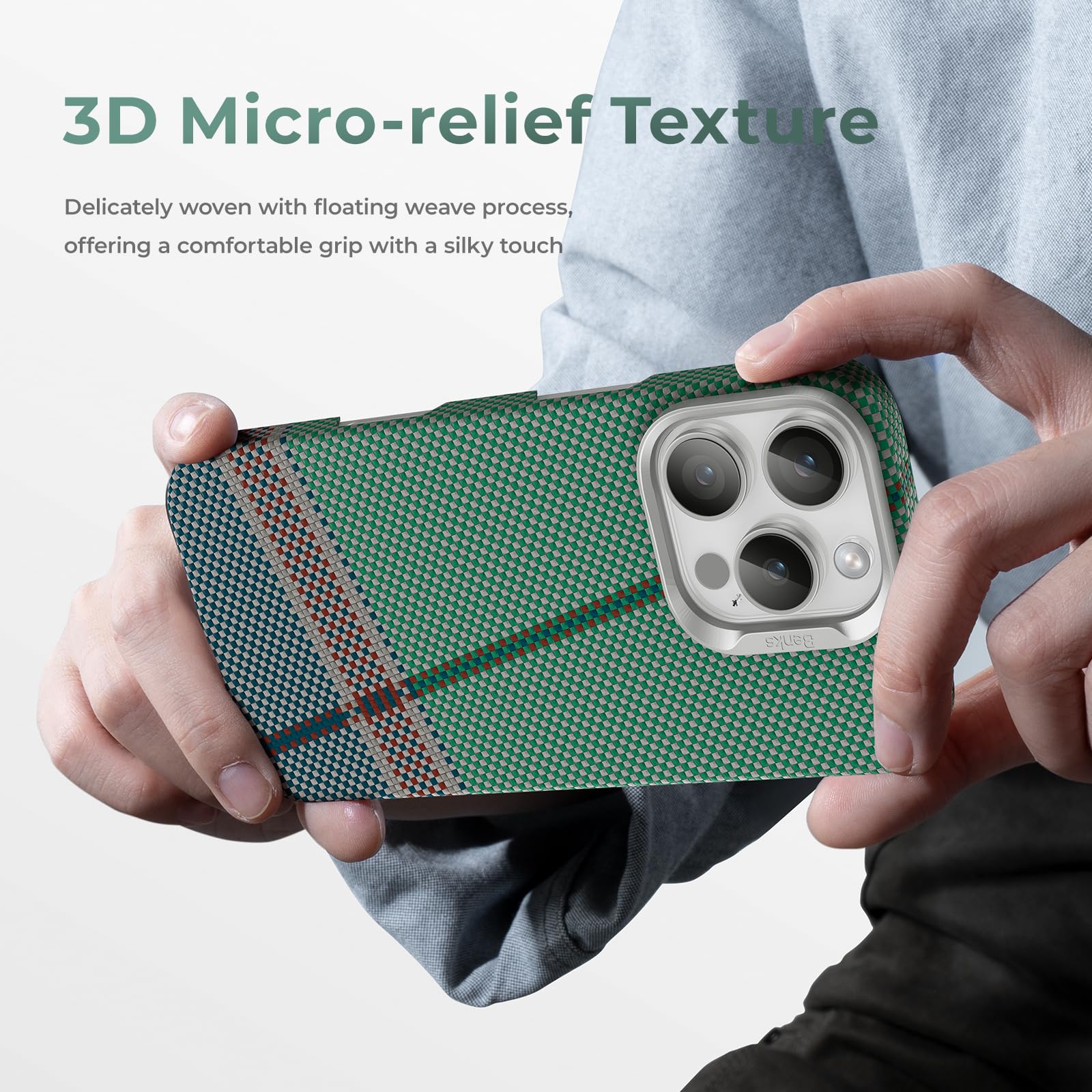 BENKS iPhone 16 Pro Case with MagSafe Compatibility - Kevlar 600D Aramid Fiber Slim Protective Cover for iPhone 16 Pro | Ultra Lightweight Minimalist Design | Perfect for Daily Use, Travel & Outdoor Activities