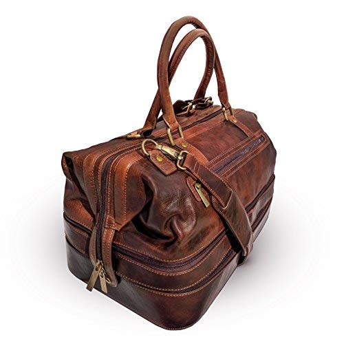 Premium Leather Duffle Bag for Travel & Adventure - Spacious Weekender Luggage with Shoe Compartment | Perfect for Gym, Weekend Getaways & Business Trips
