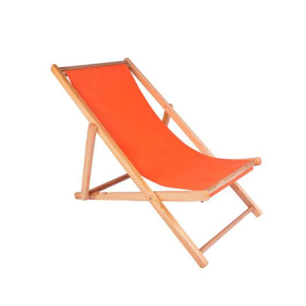 Wooden Folding Deck Chair - Portable Garden Lounger, Recliner, Balcony & Beach Chair for Outdoor Relaxation (Orange) - Perfect for Backyard, Poolside, Patio & Seaside Use