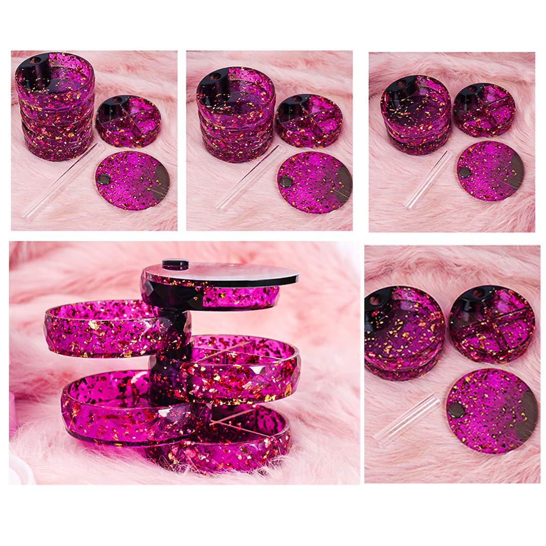 FineInno Rotating Resin Box Molds - Round Multi-Tiered Silicone Jewelry Box Molds for DIY Resin Casting, Jewelry Organizer & Storage - Perfect for Handmade Jewelry, Gift Boxes & Home Decor