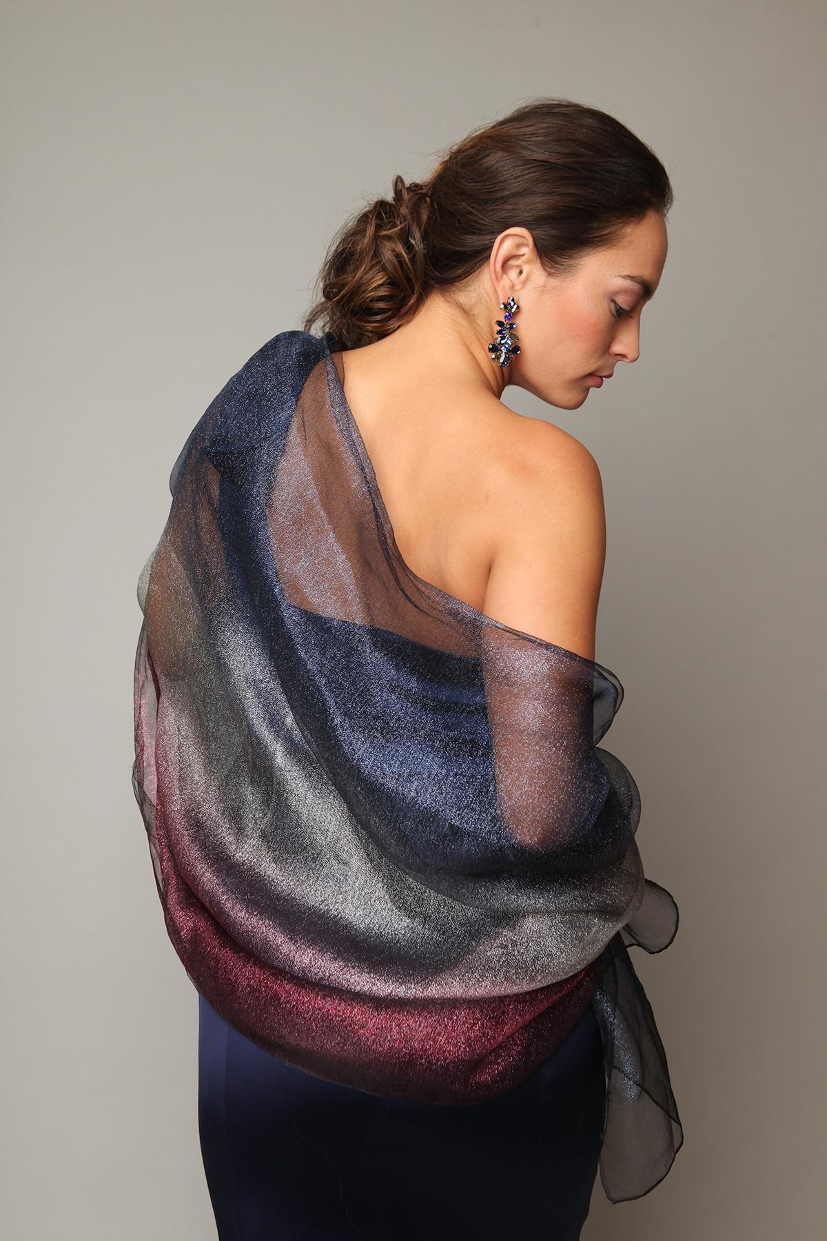 Silk Glitter Ombre Scarf - Elegant Shimmery Fashion Accessory for Women, Perfect for Parties, Weddings & Evening Events