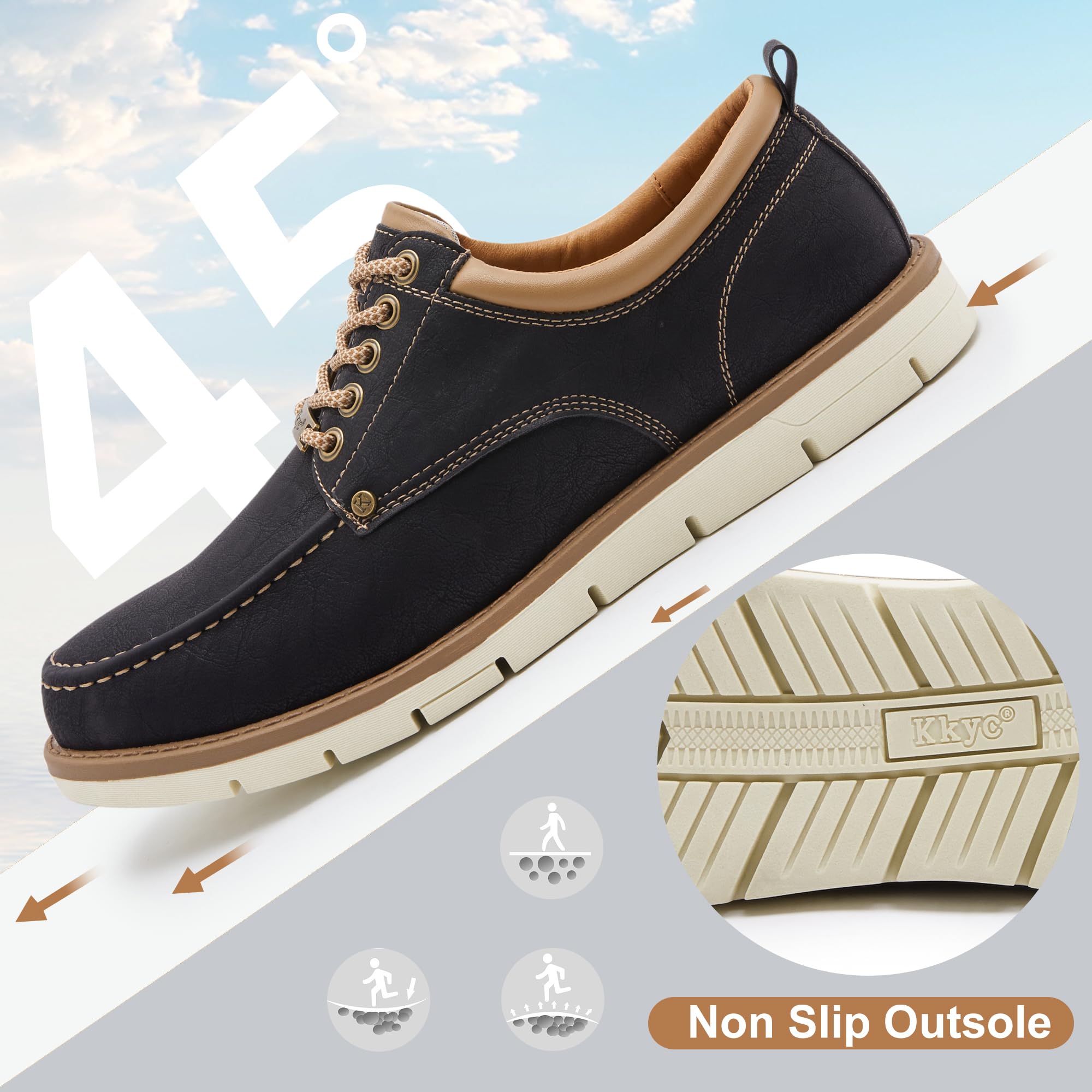 KKYC Men's Comfortable Casual Shoes - Slip On & Lace Up Sneakers for Walking, Work & Everyday Wear
