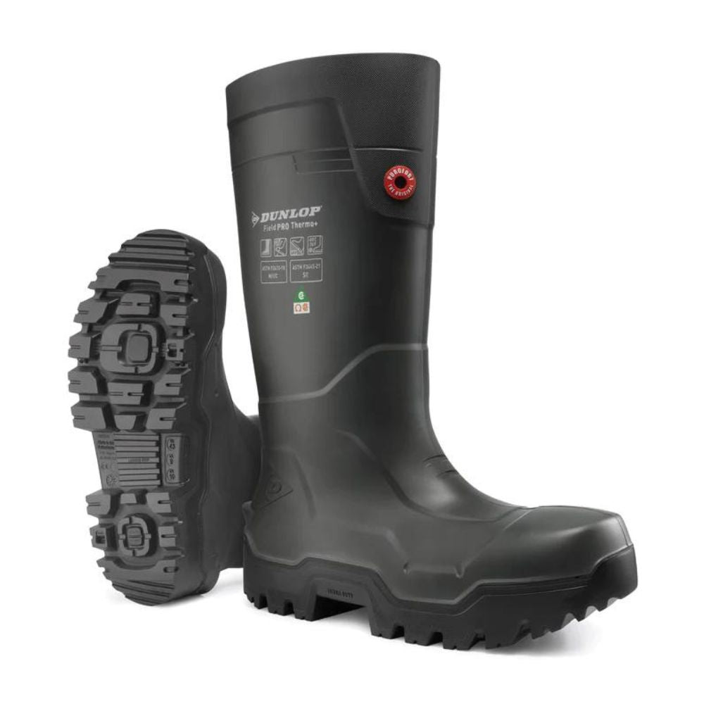 Dunlop FieldPro Unisex Thermo+ Composite Toe Rubber Work Boots - Black | Waterproof Safety Shoes for Construction, Warehouse & Outdoor Work