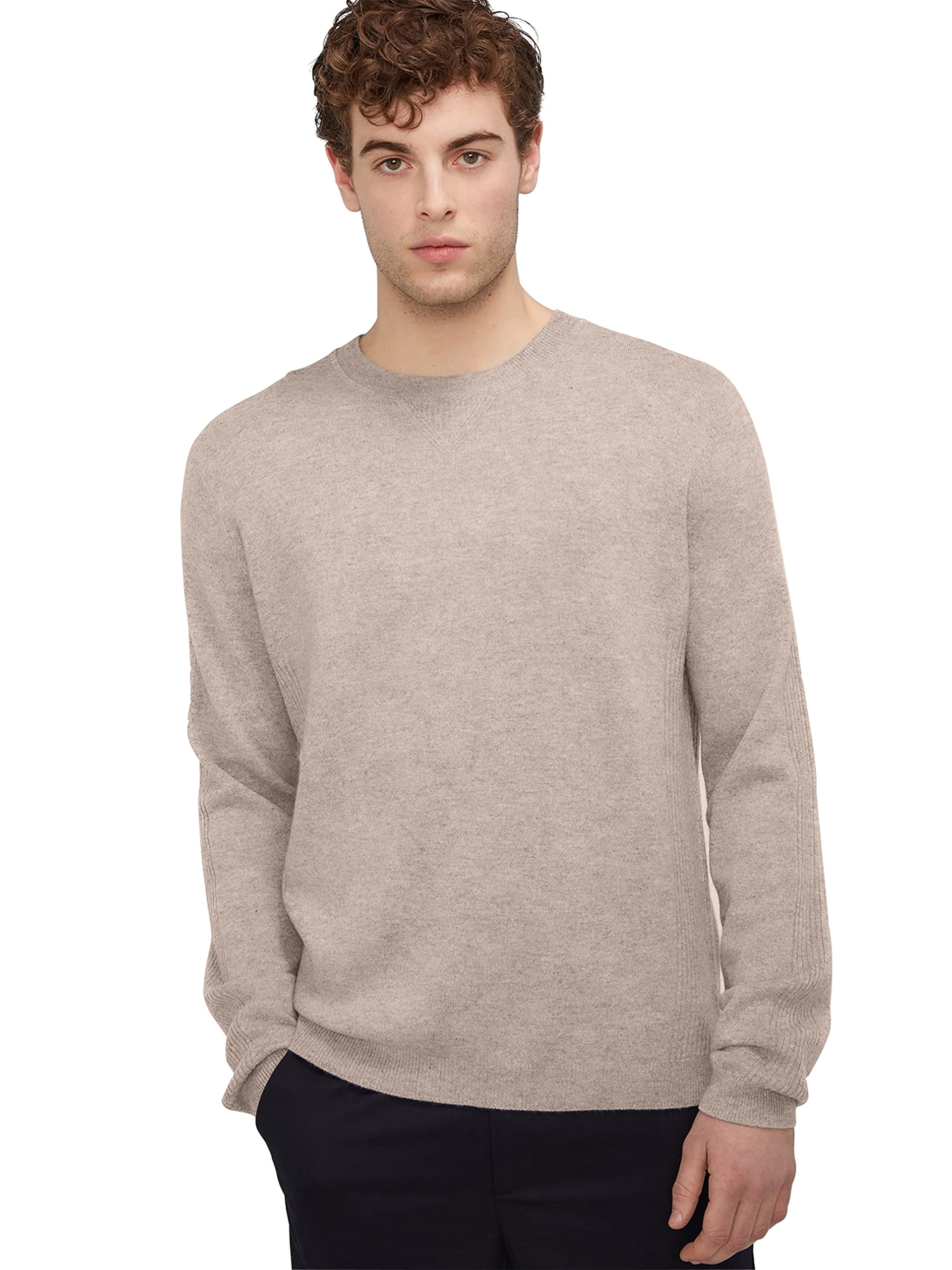 100% Pure Cashmere Men's Crewneck Sweater - Soft & Warm Knit Pullover for Winter Base Layer | Office, Travel & Casual Wear