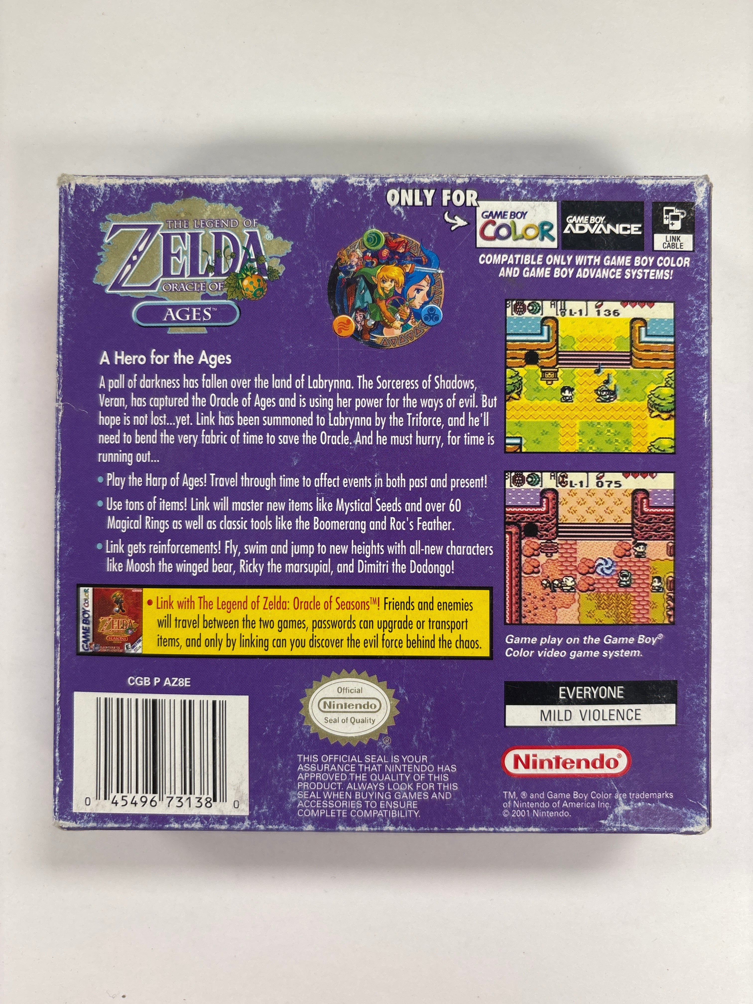 The Legend of Zelda: Oracle of Ages - Complete Game Boy Color Box & Manuals Set (No Game Included) | Perfect for Collectors & Retro Gaming Display