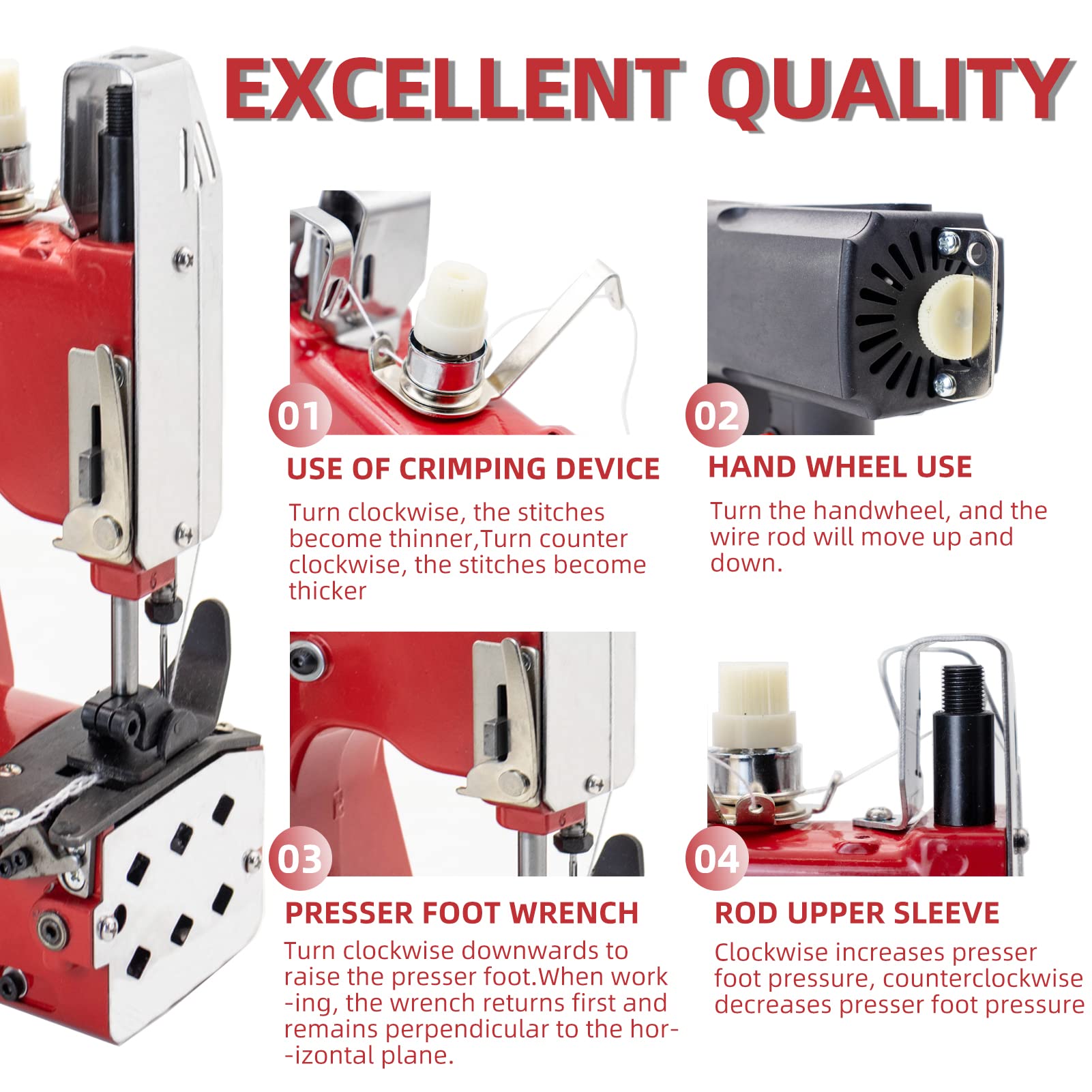 Electric Bag Sewing Machine - Industrial Handheld Bag Closer & Stitcher GK9-900 for Woven Rice Bags, Leather Bags | Portable Bag Sealing Tool for Packaging, Agriculture & Food Industry Use