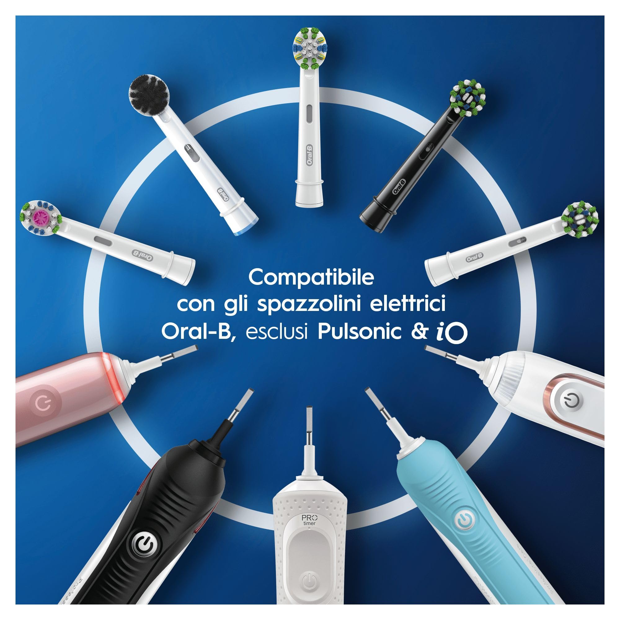 Oral-B Pure Clean Replacement Toothbrush Heads, 8 Pack - Gentle Bristles for Sensitive Teeth & Gums, Compatible with Oral-B Electric Toothbrushes - Perfect for Daily Oral Care & Travel Hygiene