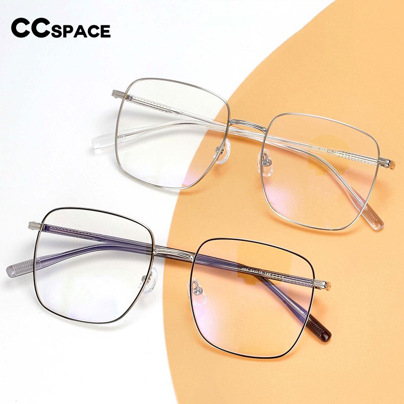 CCspace Unisex Full Rim Oversized Square Alloy Frame Eyeglasses 54312 - Trendy Retro Style for Men & Women - Perfect for Reading, Driving, and Fashion Accessories