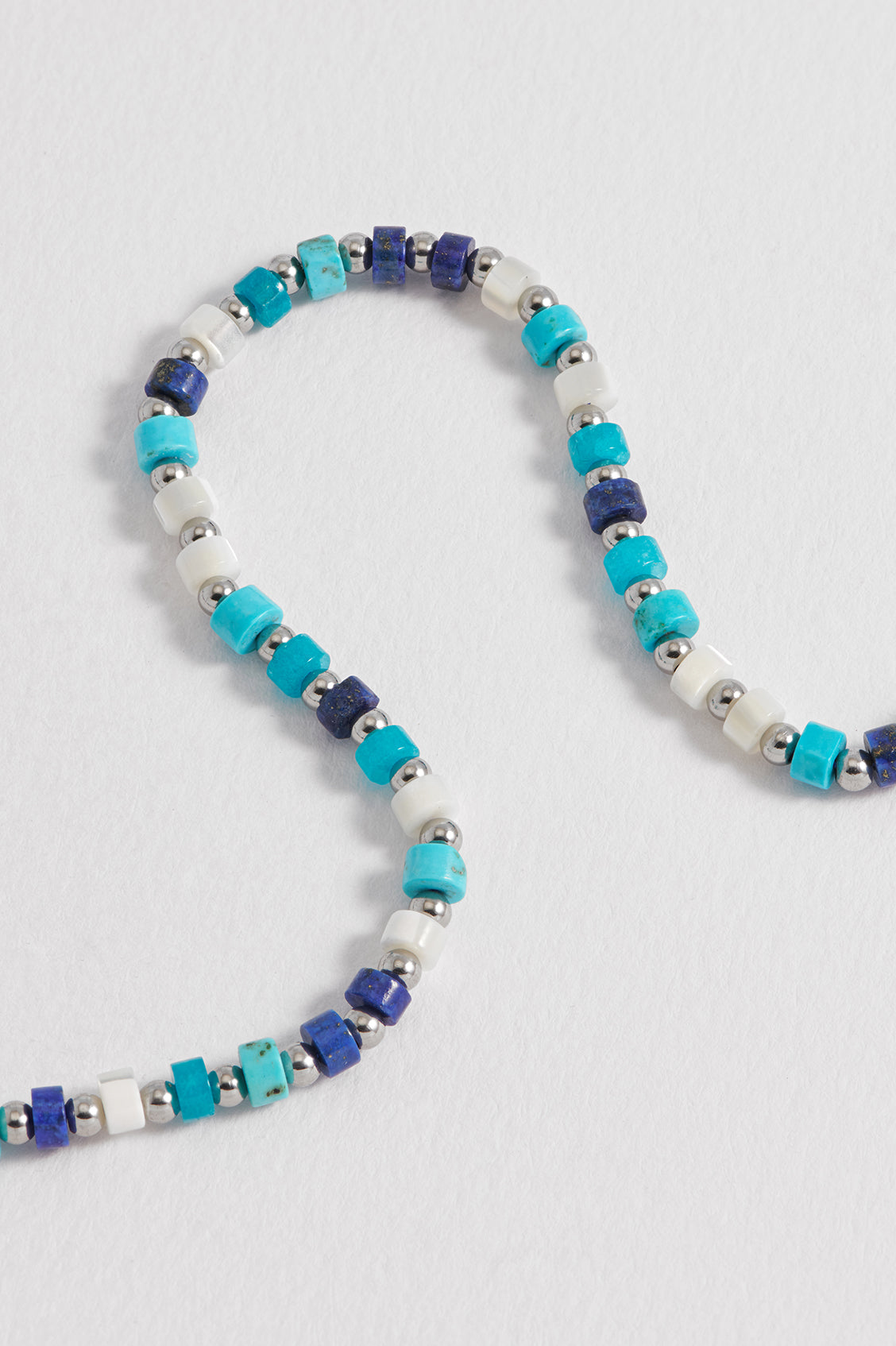 Men's Mixed Blue Gemstone Rondelle Necklace - Elegant Beaded Jewelry for Gifts, Weddings & Special Occasions