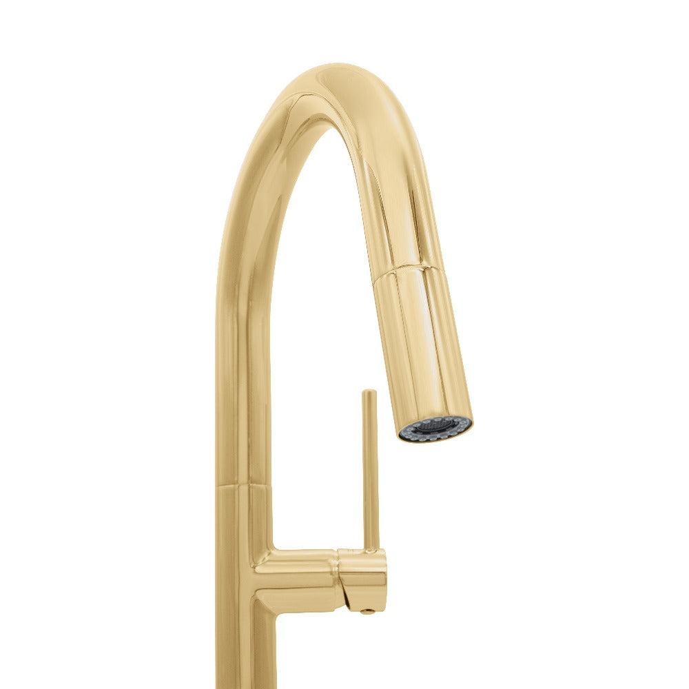ZLINE Voltaire Pull Down Single Handle Kitchen Faucet in Polished Gold - Modern Touchless Water Faucet for Kitchen Sink, Perfect for Home Renovation & Commercial Use (VLT KF PG)