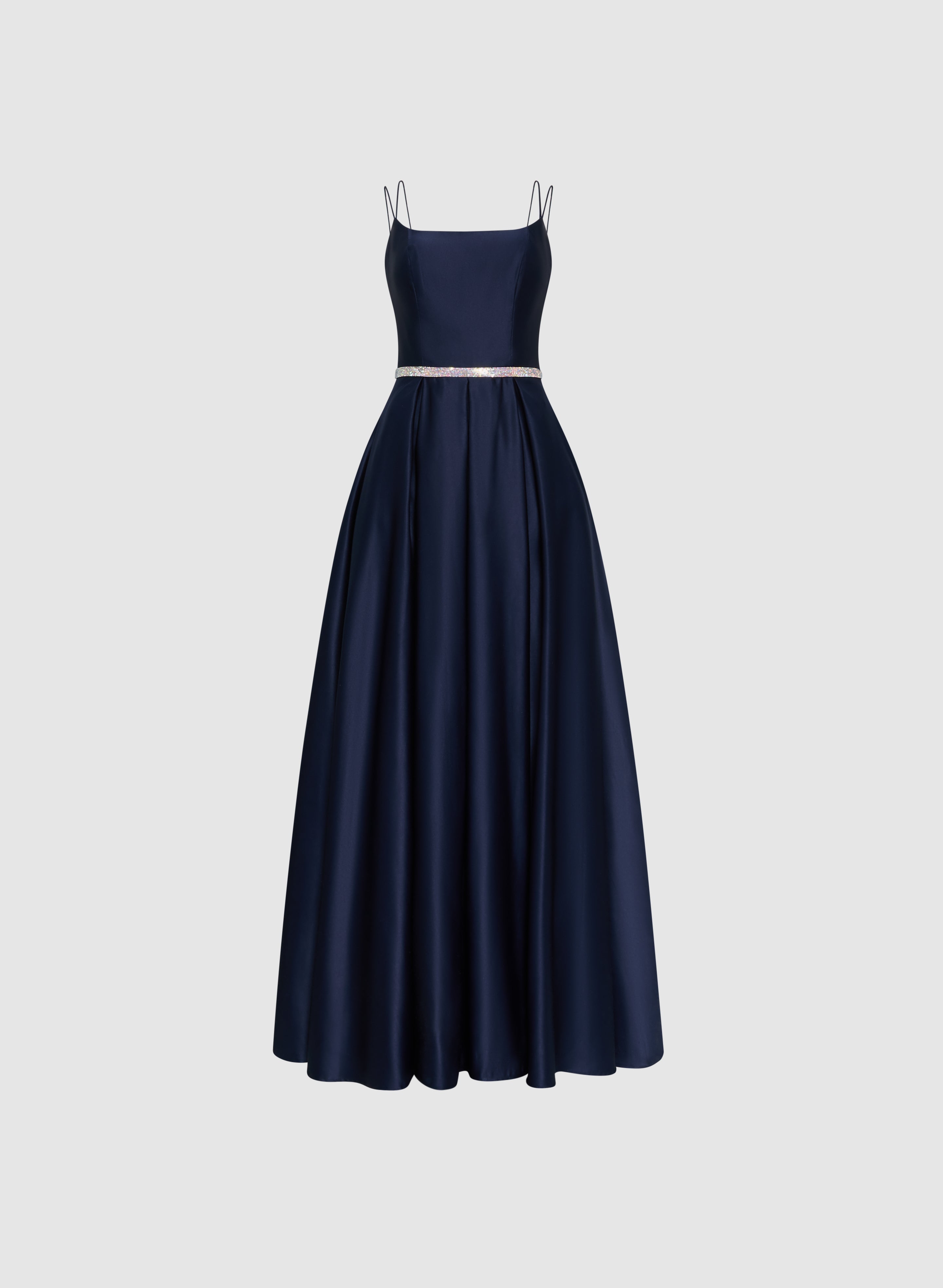 Elegant Crystal Embellished Satin Evening Gown for Women - Perfect for Prom, Wedding & Formal Events