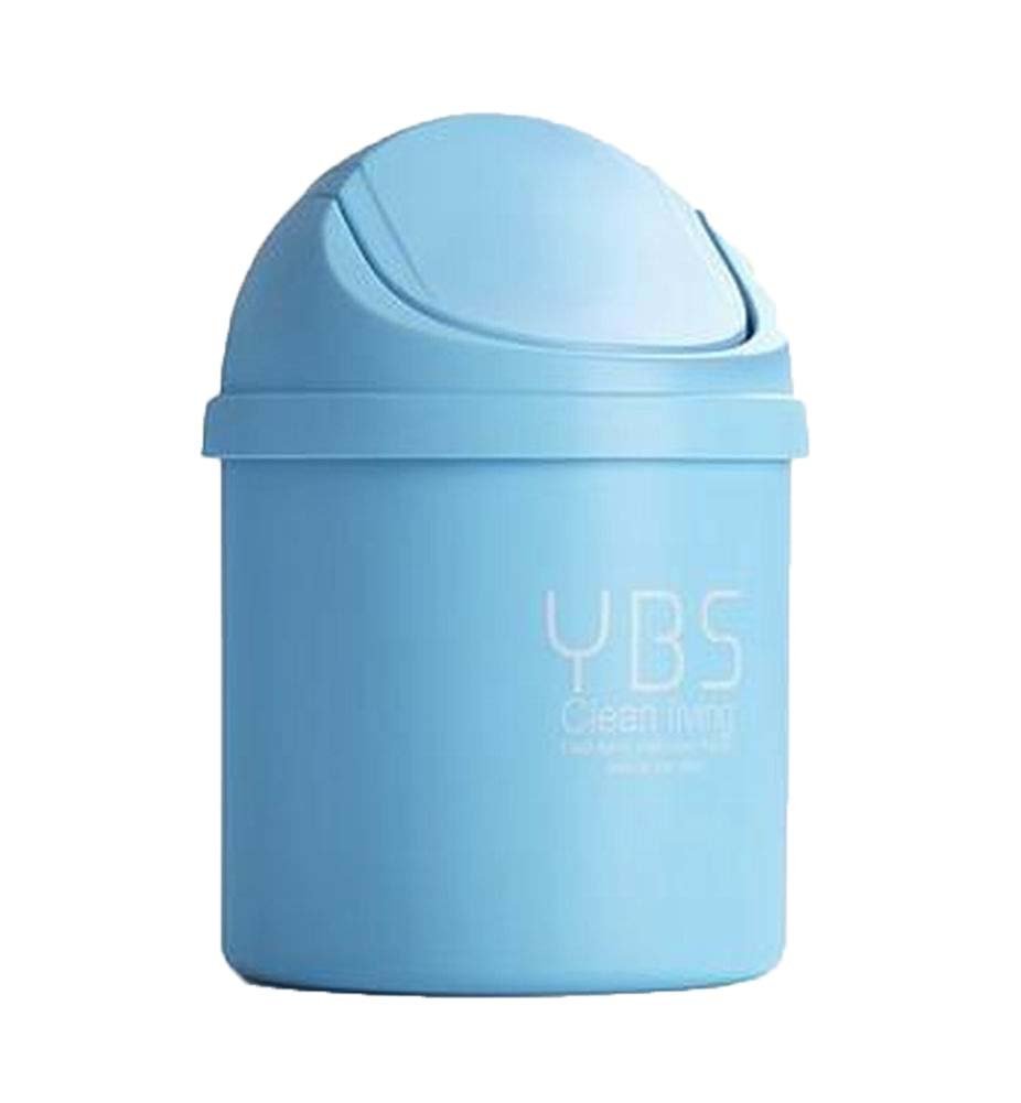 East Majik Mini Blue Cute Home Cabinet Trash Bin - Small Desk Garbage Can for Office, Kitchen, Bathroom & Bedroom Organization