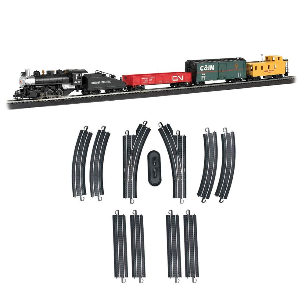 Bachmann Trains Pacific Flyer HO Scale Electric Train Set with 12-Piece Track Expansion Pack - Perfect for Model Railroad Enthusiasts & Home Layout Displays
