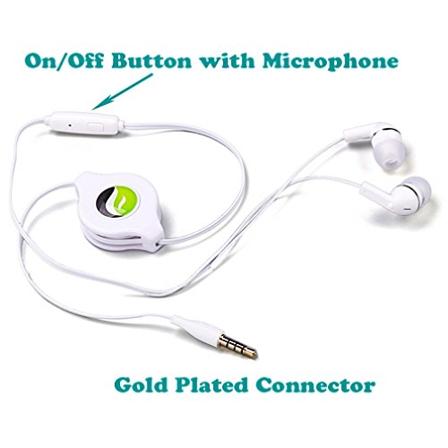 Premium Retractable Wired Earbuds with Mic - Noise Isolating In-Ear Headphones for Samsung Galaxy Tab E/S2/S4 & Nook 7.0/8.0/9.6/10.1 - Perfect for Workouts, Commuting & Online Classes