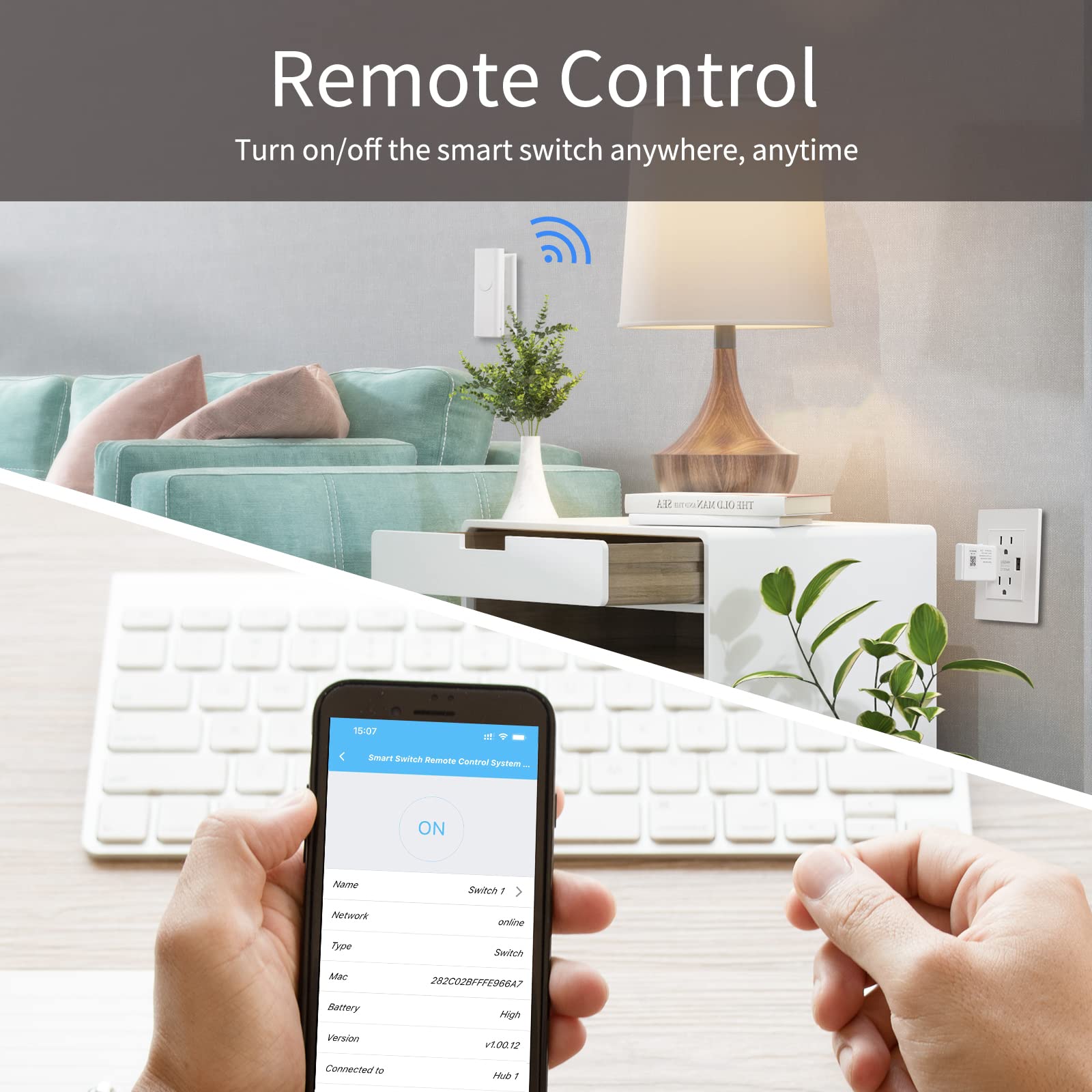 THIRDREALITY Smart Switch 4 Pack with Zigbee Hub - Wireless Light Switch Kit (4 Switches + 1 Hub) for Alexa & Google Home, No Wiring Needed, 2.4GHz WiFi, Toggle/Rocker Design - Perfect for Smart Home Automation & Remote Control