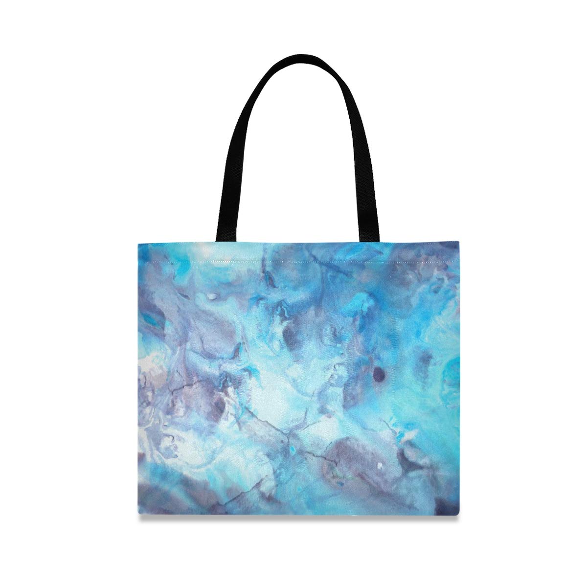 Nander Cotton Canvas Tote Bag with Inner Pocket - Large Durable Beach Bag for Women, Grocery Shopping, Books & Travel - Watercolor Marble Design - Perfect for Work, School & Daily Use