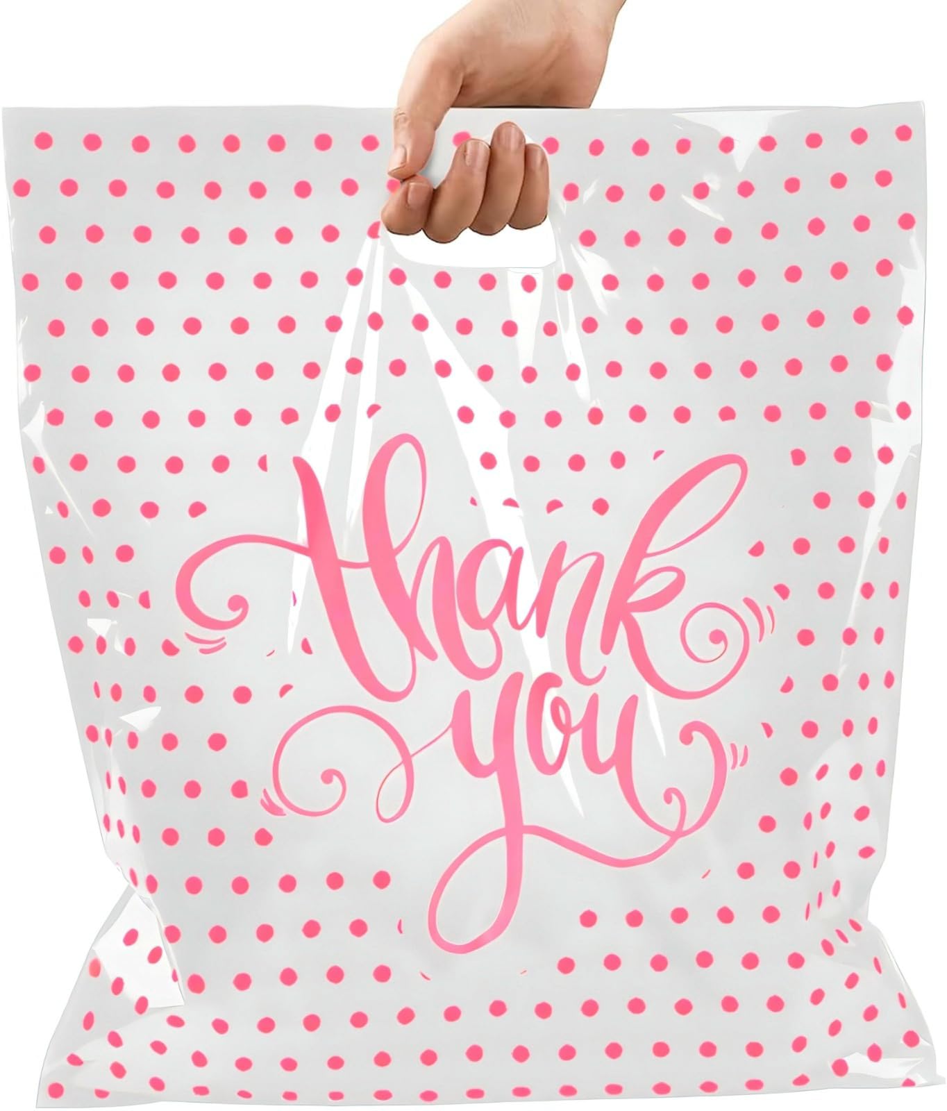 Thank You Bags for Business - 16x18 Plastic Shopping Bags with Handles | 100-Pack White 1.75 Mil Gift & Merchandise Bags for Boutiques & Small Businesses | Perfect for Retail Packaging, Customer Gifts & Product Presentation