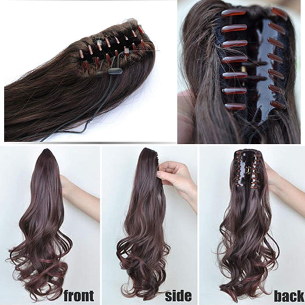 Remeehi 30inch Body Wave Real Human Hair Ponytail Extensions with Claw Clip - 165g 18# Dark Ash Blonde for Women | Perfect for Parties, Weddings & Daily Styling
