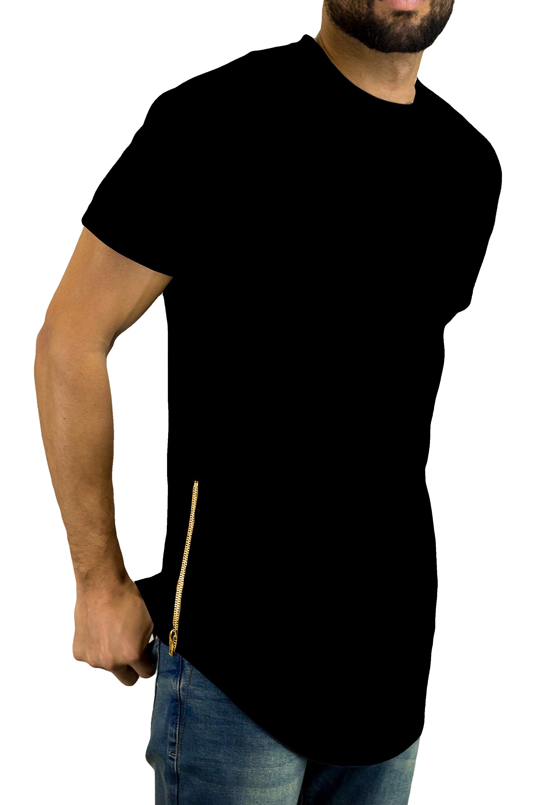 Bleecker & Mercer Men's Hip Hop Streetwear Longline Scoop Bottom T-Shirt - Urban Fashion, Hipster Style, Oversized Fit for Casual Wear & Street Style Outfits
