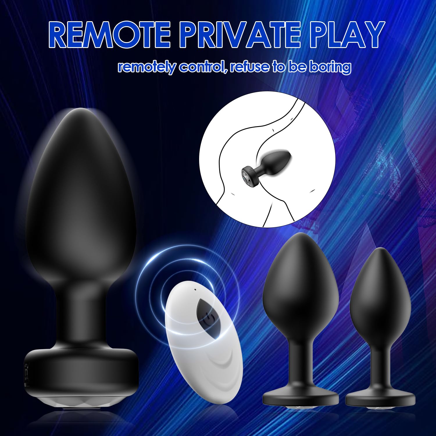Premium 3PCS Silicone Anal Plug Training Kit with Remote Control - 10 Vibration Modes for Prostate Massage & Pleasure | Black Adult Sex Toys for Couples Play & Solo Exploration