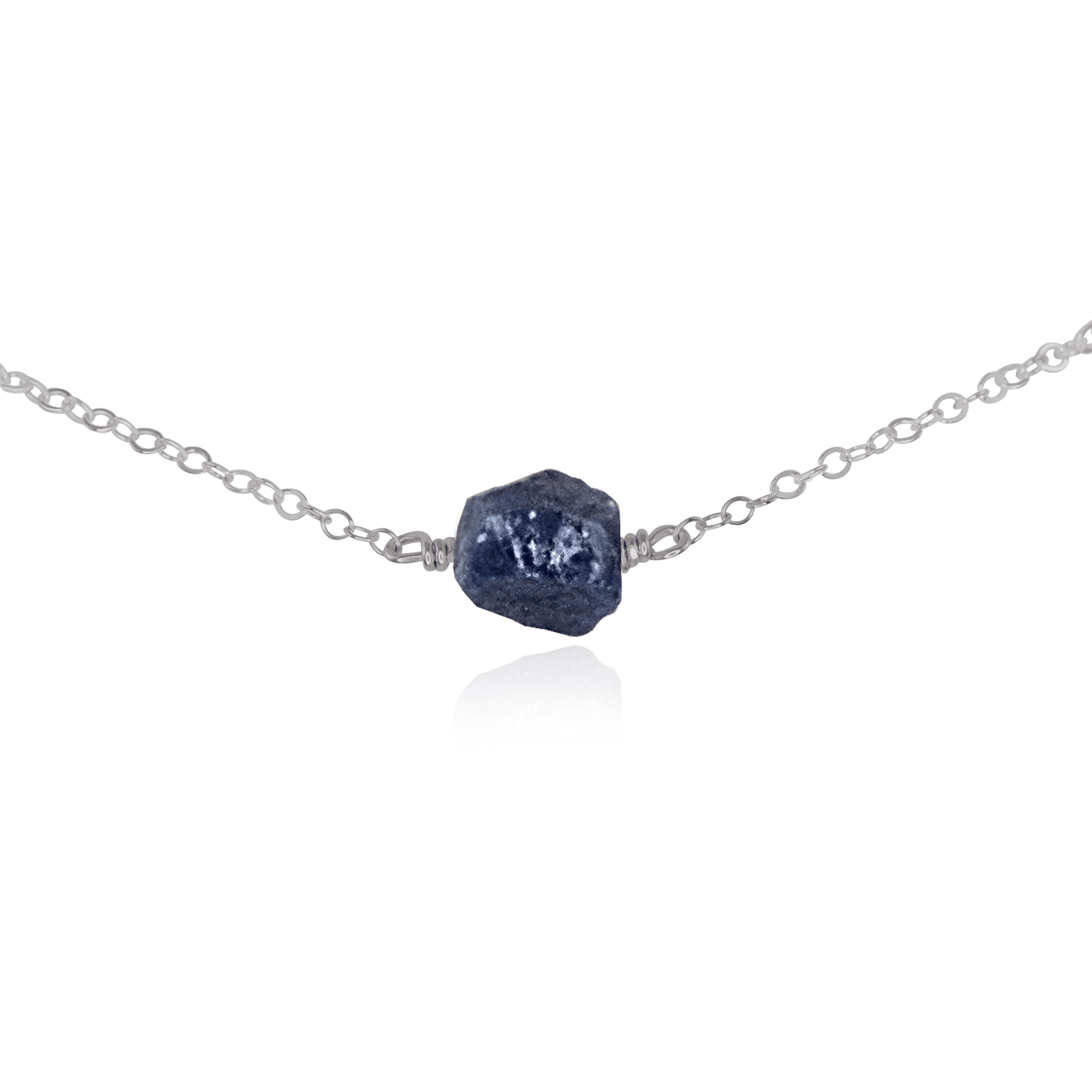 Natural Tiny Raw Sapphire Crystal Nugget Choker Necklace - Dainty Bohemian Jewelry for Women - Perfect for Layering, Everyday Wear & Spiritual Healing