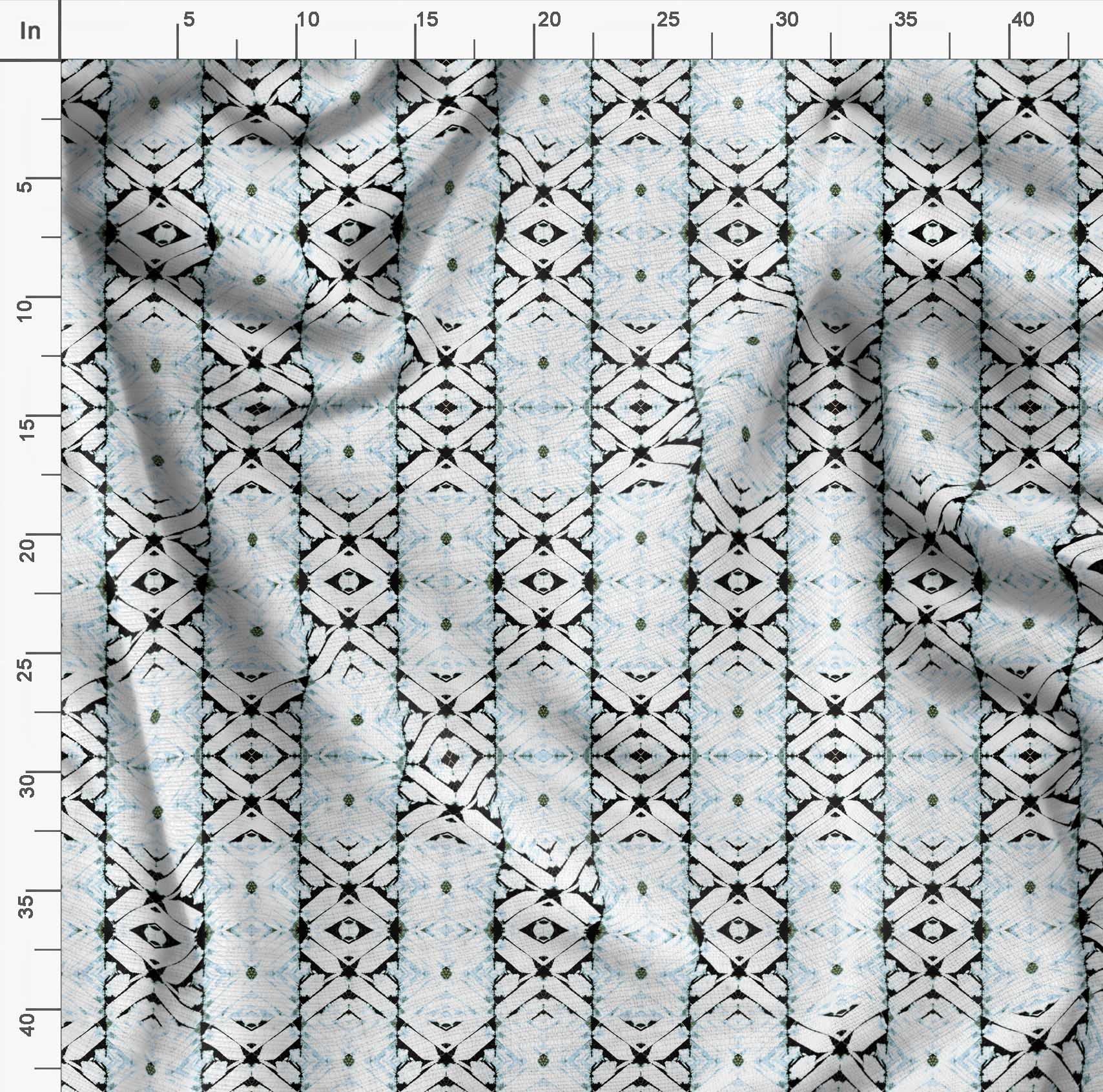 Soimoi Moss Georgette Blue Fabric by The Yard - 42 Inch Wide Geometric Tie Dye Printed Fabric for Dresses, Scarves & Home Decor - Geo Harmony Collection