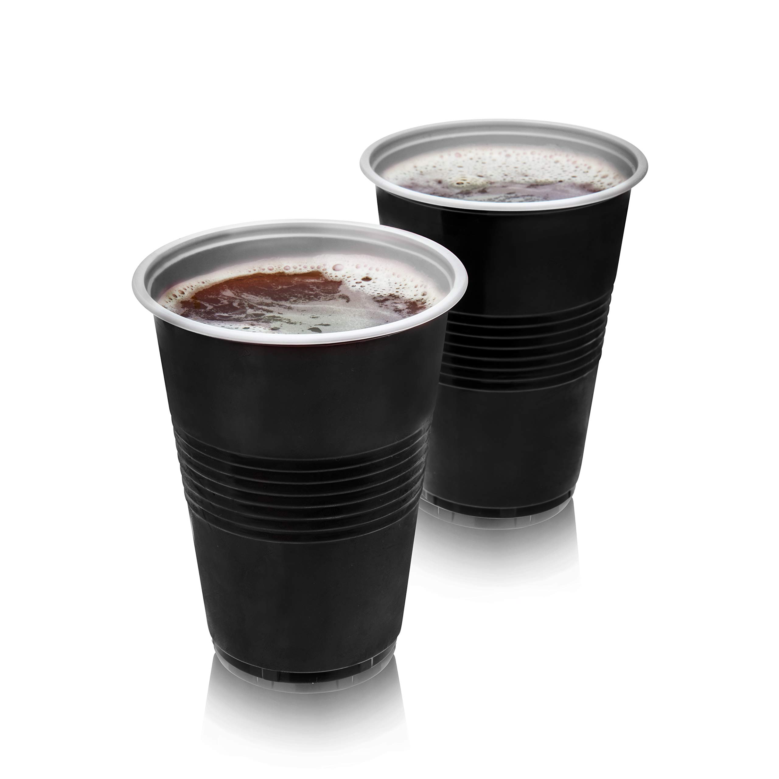 **50-Pack True Black 16oz Disposable Plastic Cups for Parties, Beer Pong, BBQs & Events - Heavy-Duty Drinking Cups for Soda, Cocktails & Beverages**