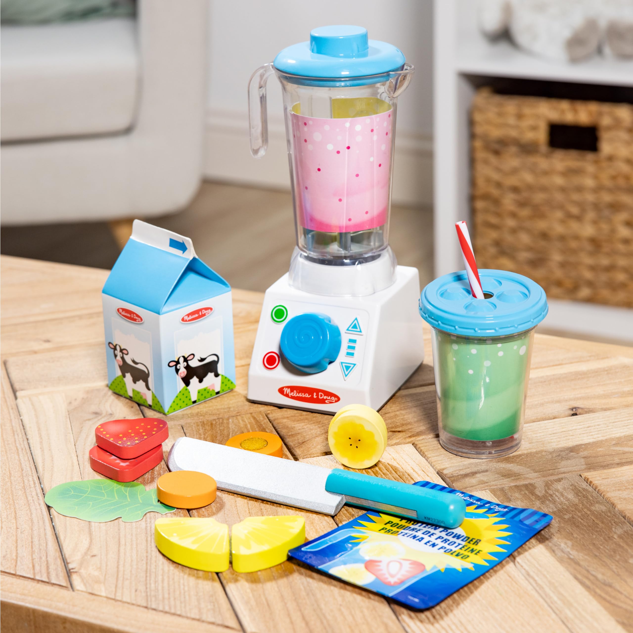 Melissa & Doug Smoothie Maker Blender Set with 22-Piece Play Food - Pretend Play Kitchen Toy for Kids, Toddlers & Preschoolers - Perfect for Role Play, Birthday Gifts & Learning Fun